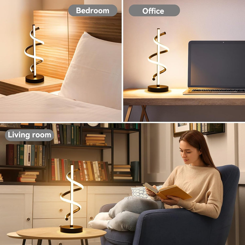 NUÜR LED Table Lamp Black, Diamond Bright Effect, Dimmable, Metallic Bedside Lamp with 3 Colour Temperature, Décor Lamp for Living Room…