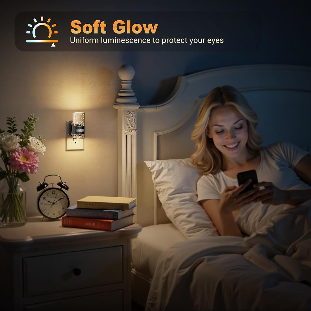 JandCase Motion Sensor Night Light, Night Lights Plug Into Wall, 2 Pack 3000k LED Dimmable Night-Lights with Adjustable Brightness…