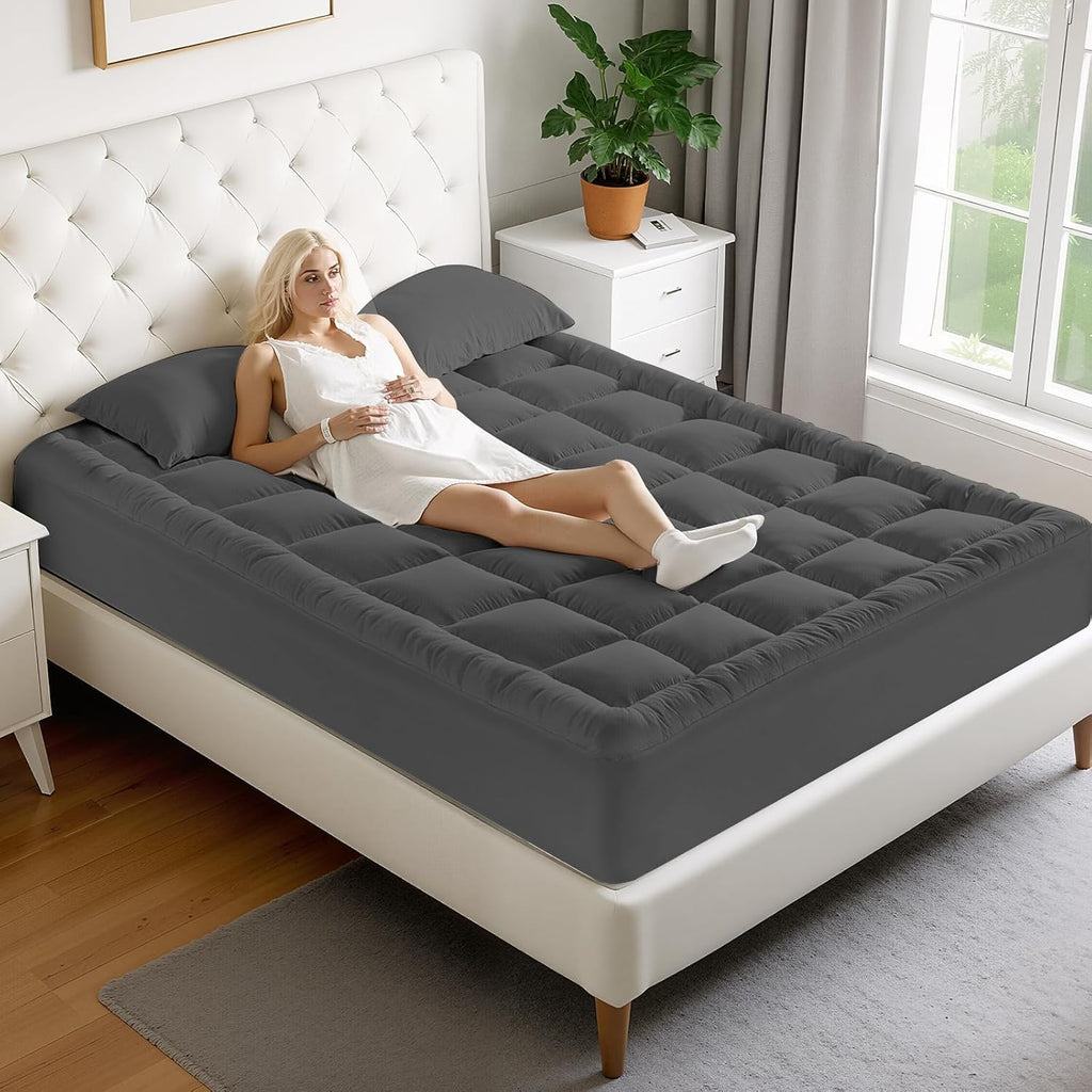 Matbeby Queen Size Mattress Pad - Cooling Breathable Mattress Topper, Quilted Fitted Mattress Protector, Pillow Top Mattress Cover with 8-2…
