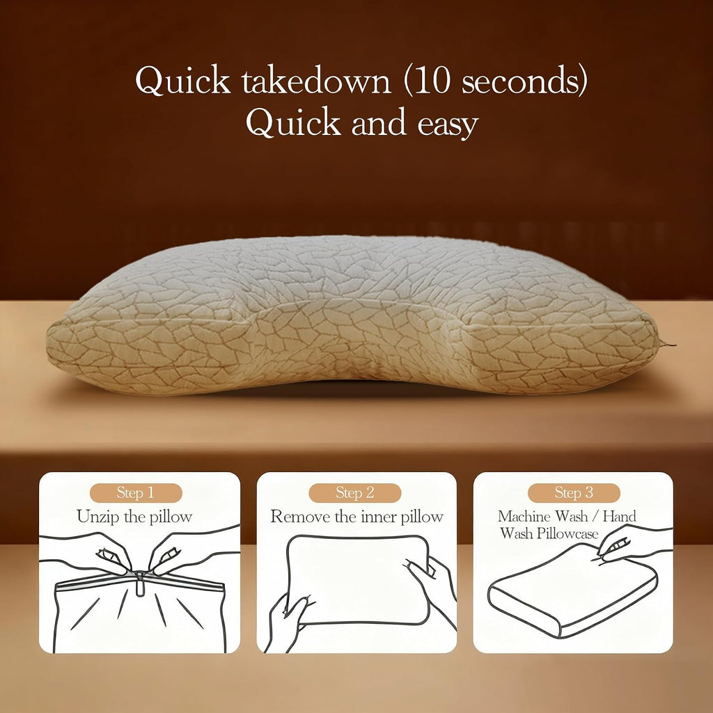 Memory Foam Pillows for Sleeping Adjustable Breathable Bed Pillow for Side, Back, and Stomach Sleepers Washable Pillow Cover Cloud Nest…