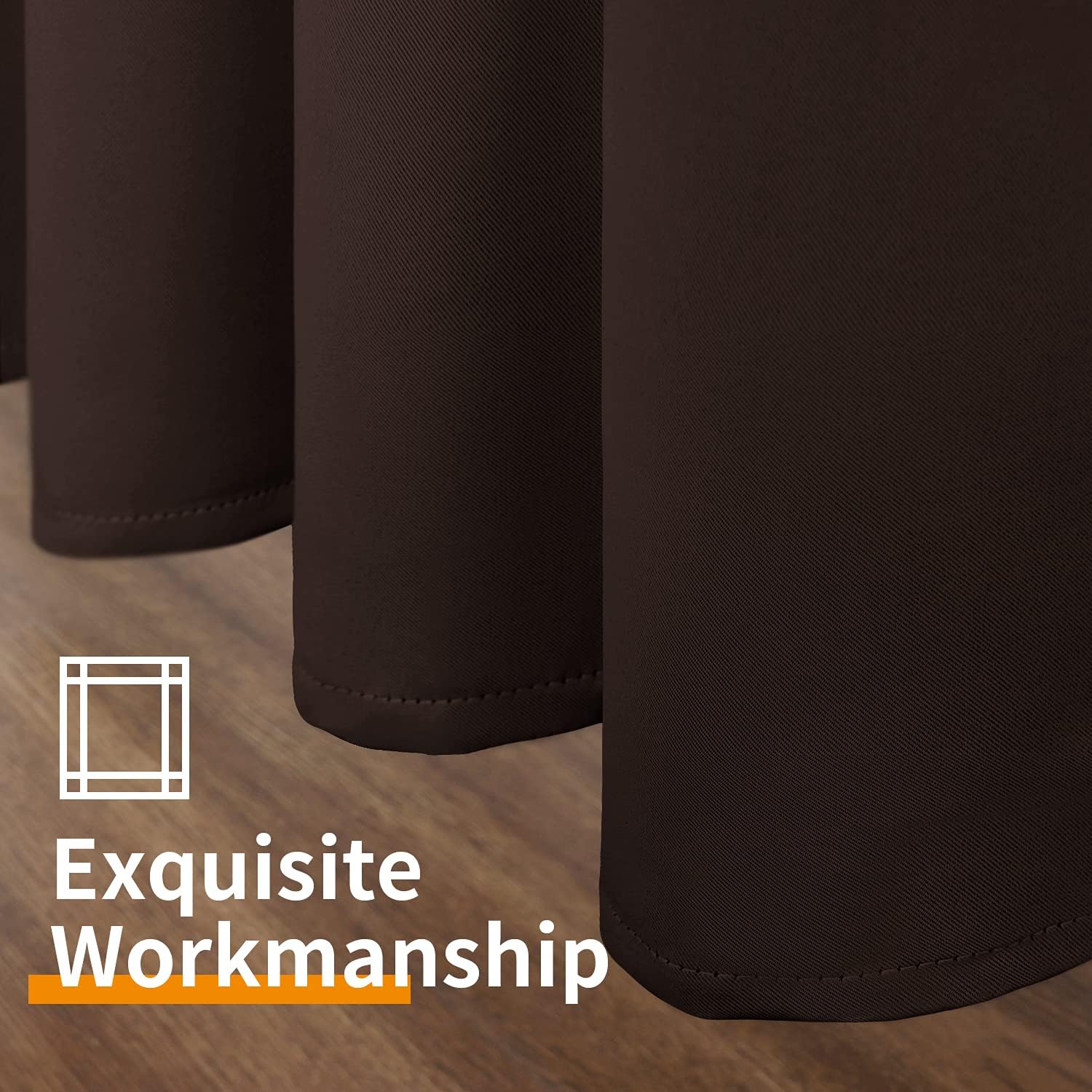 YoungsTex Brown Blackout Curtains 45 Inches Length for Bedroom Kitchen Window - Short Thermal Insulated Drapes with Grommet Room Darkening…