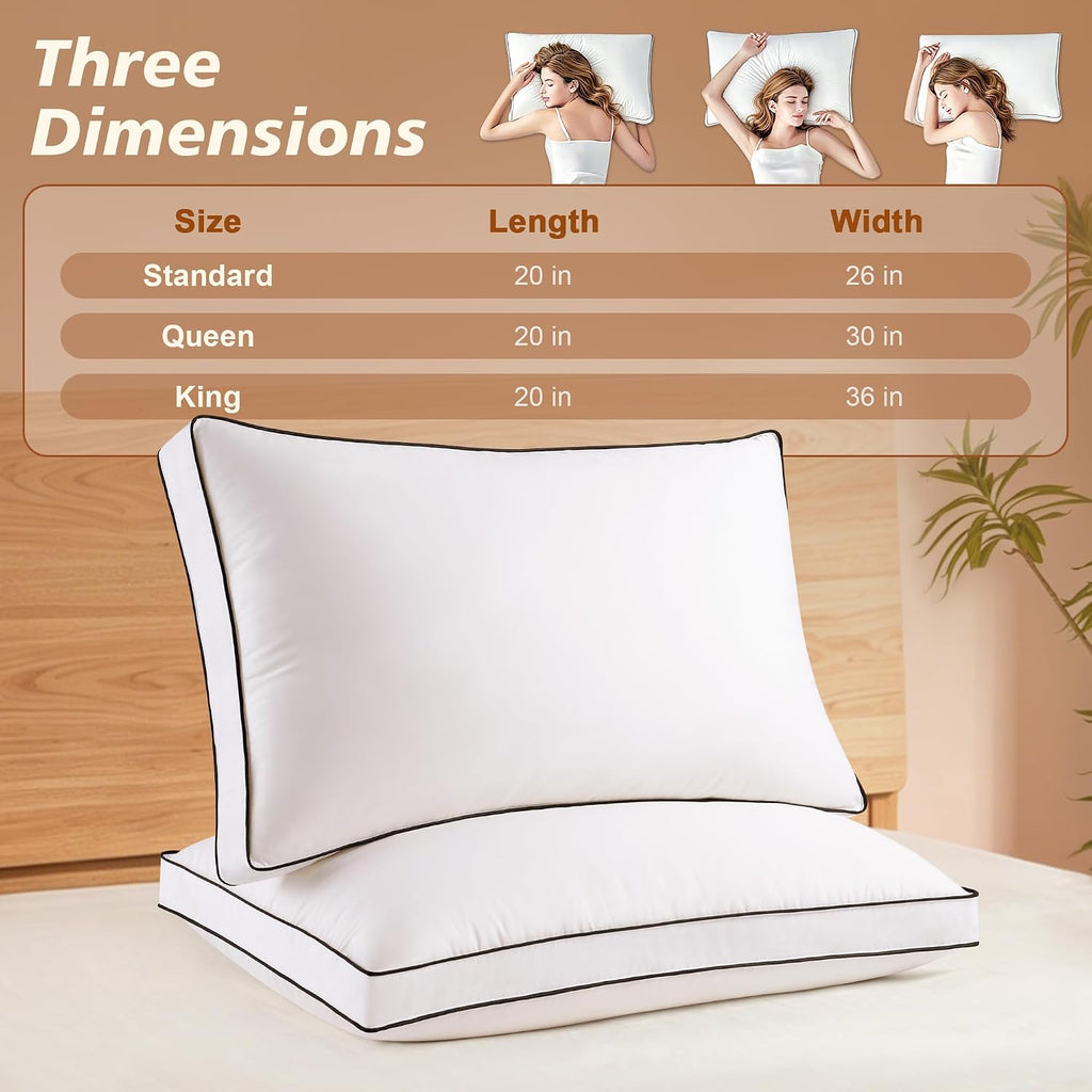 Goose Feather Down Pillows Standard Size Set of 2, Hotel Collection Bed Pillows for Sleeping, Down Surrounded Gusseted Bed Pillow 2 Pack…