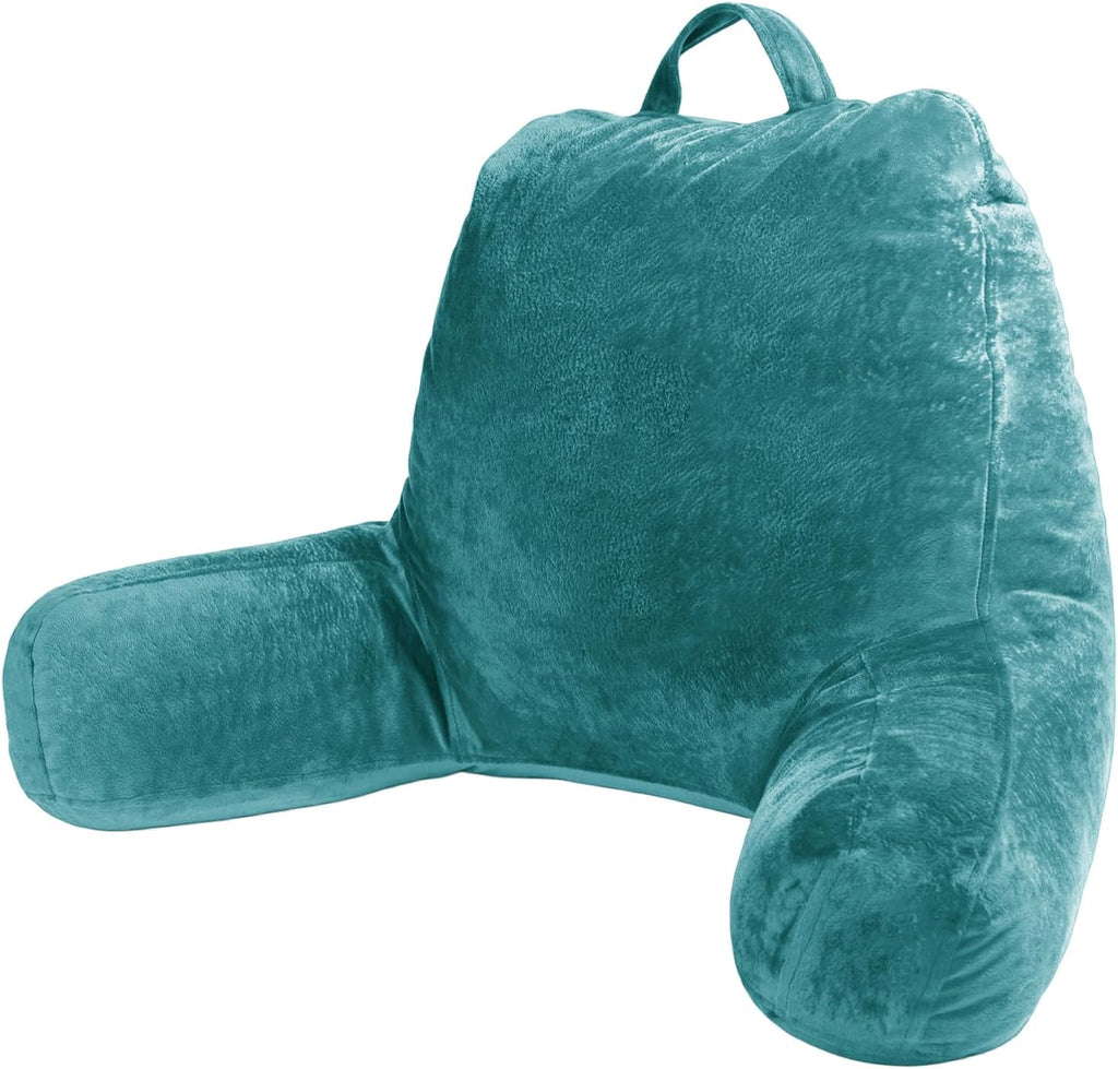 Sasttie Reading Pillow, Velvet Back Pillow for Bed Sitting Up, Adult Back-Rest Support Cushion with Arms for Sit Up on Couch, Sofa, and…