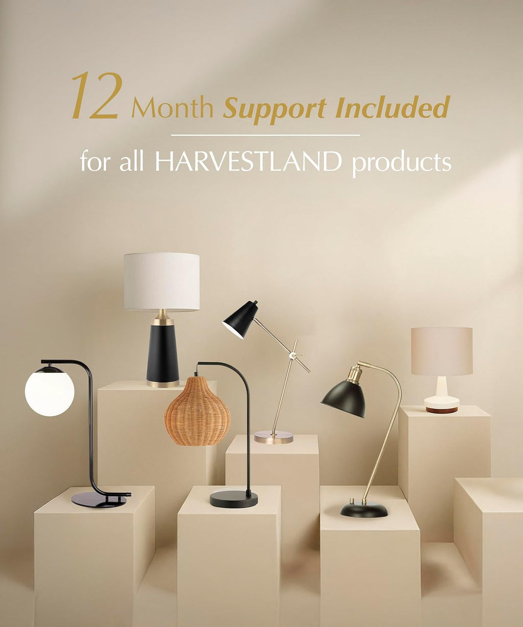 Harvestland Midnight Sphere 20” Bedside Lamp – Globe Table Lamp & Modern Table Lamps for Living Room, Nightstand Lamp, Side Table Lamp for…