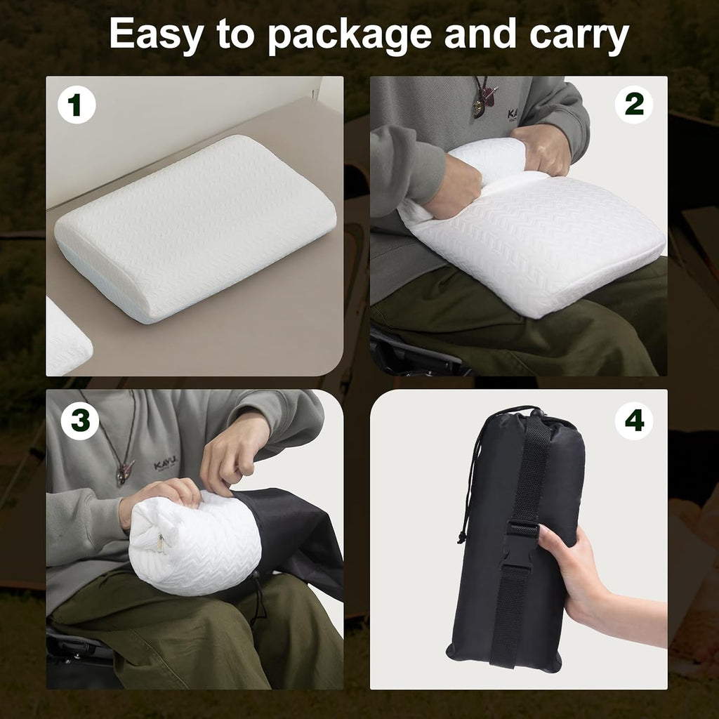 Vekkia Travel Pillow, Camping Pillow with Washable Cover, Portable Memory Foam Pillow, Ergonomic Supportive Pillow with Carry Bag, Ideal…