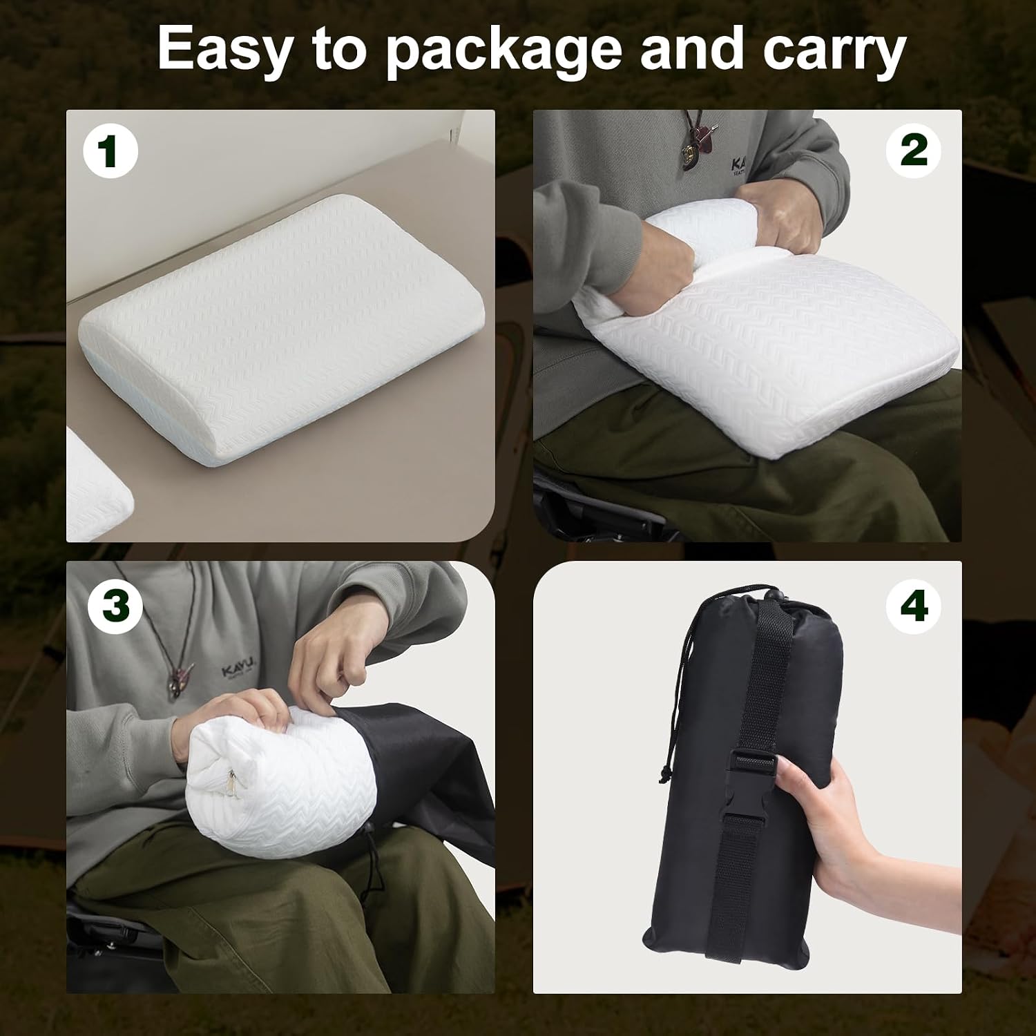 Vekkia Travel Pillow, Camping Pillow with Washable Cover, Portable Memory Foam Pillow, Ergonomic Supportive Pillow with Carry Bag, Ideal…