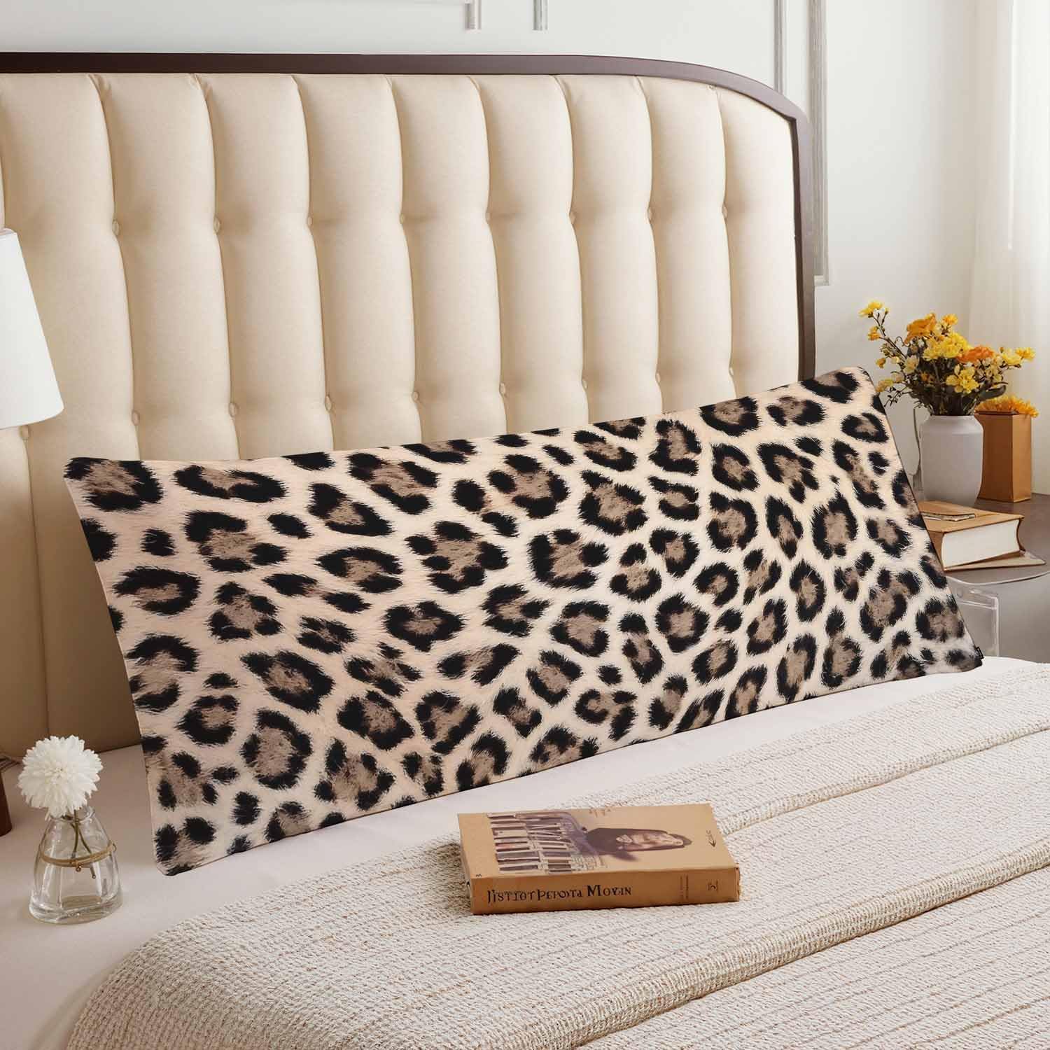 Body Pillowcases with Zipper Leopard Print Cozy Body Pillow Covers Cushion Cover 20 X 54 Inch, African Leopard Skin Outdoor Body Pillow…