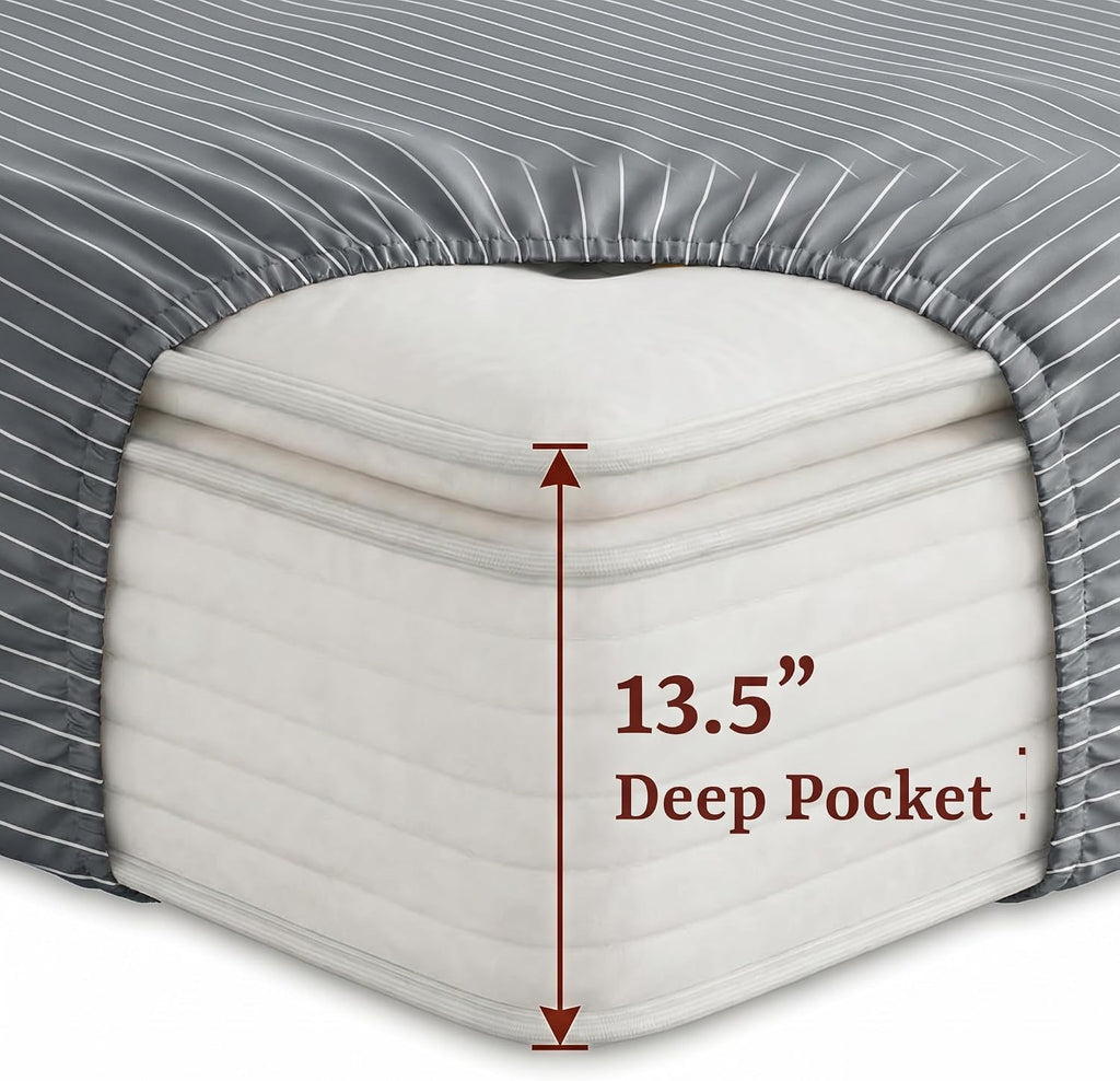 Perupima Peru Pima 415 Thread Count Percal King Sheet Set - 100% Peruvian Pima Cotton, 4 Piece (Flat, Fitted, 2 Pillowcases) - Cooling, Cri…