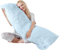 Wsofrlac Thin Neck Pillow for loft Bed 20x54 Adjustable Back Decorative Pillows for Bed Blue Snuggle Pillows for Adults with Large Body Pil…
