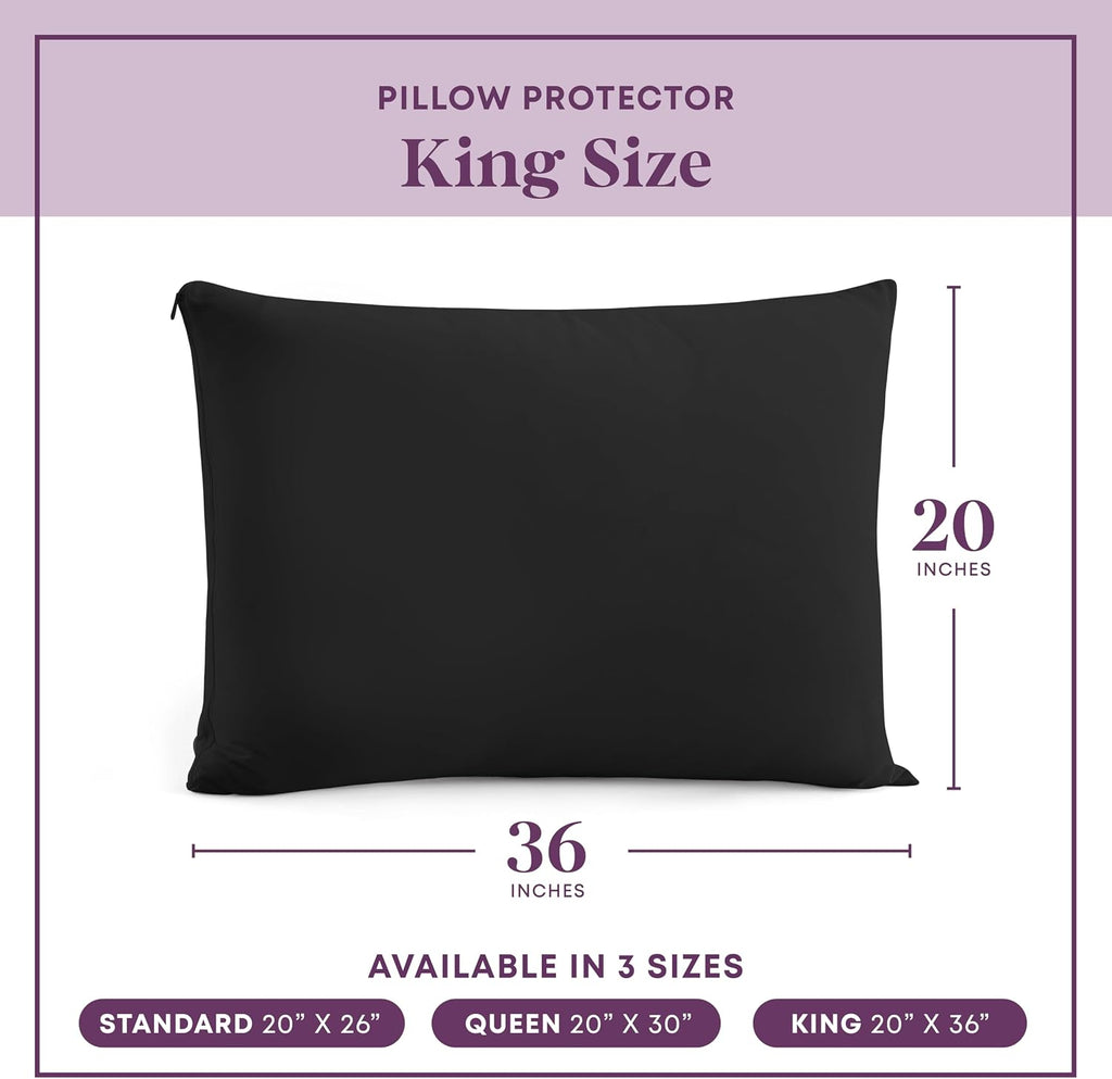 CirclesHome Pillow Protectors 2 Pack King Zippered - 100% Cotton Breathable Pillowcases - Protects Pillows from Dirt, Dust and Debris…