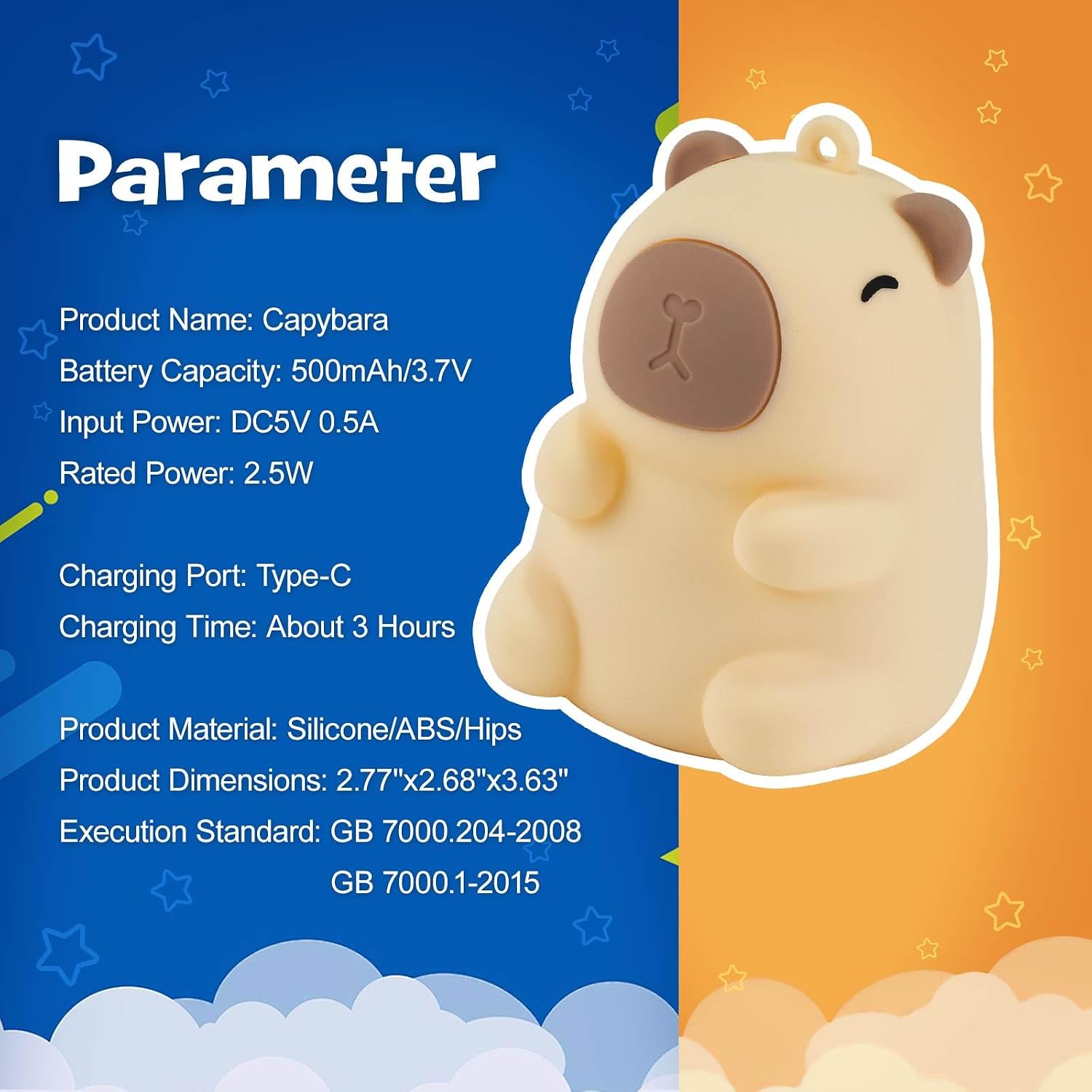 Squishy Christmas Capybara Night Light with RGB Modes Dimmable Nursery Breastfeeding Nightlight Hangable Cute Novelty Animal Lamp…