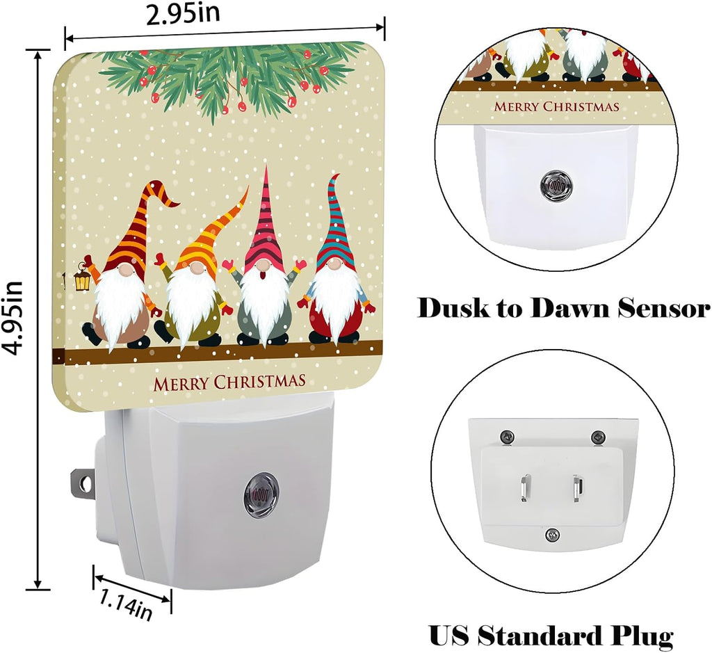 Christmas Gnomes Night Light, Plug-in Nightlights Auto Sensor Night Lamp Dusk to Dawn Lamp Home Decor for Nursery Children Girls Boys