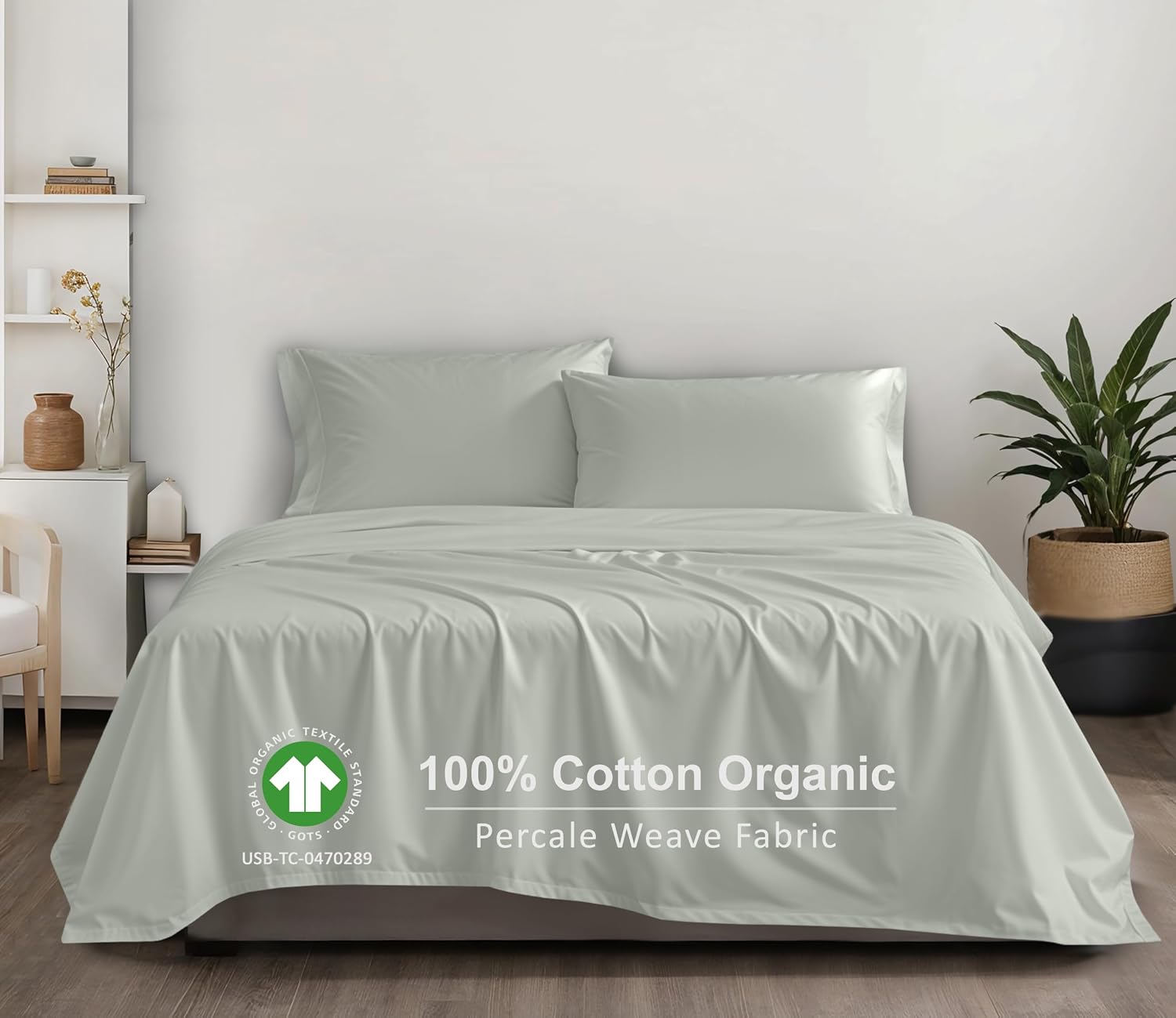 Ruvanti 100% Cotton Organic Percale Sheets King Size – Crisp Cooling Bed Sheets for Hot Sleepers, Deep Pocket 15”, Soft Peach Finish, Breat…