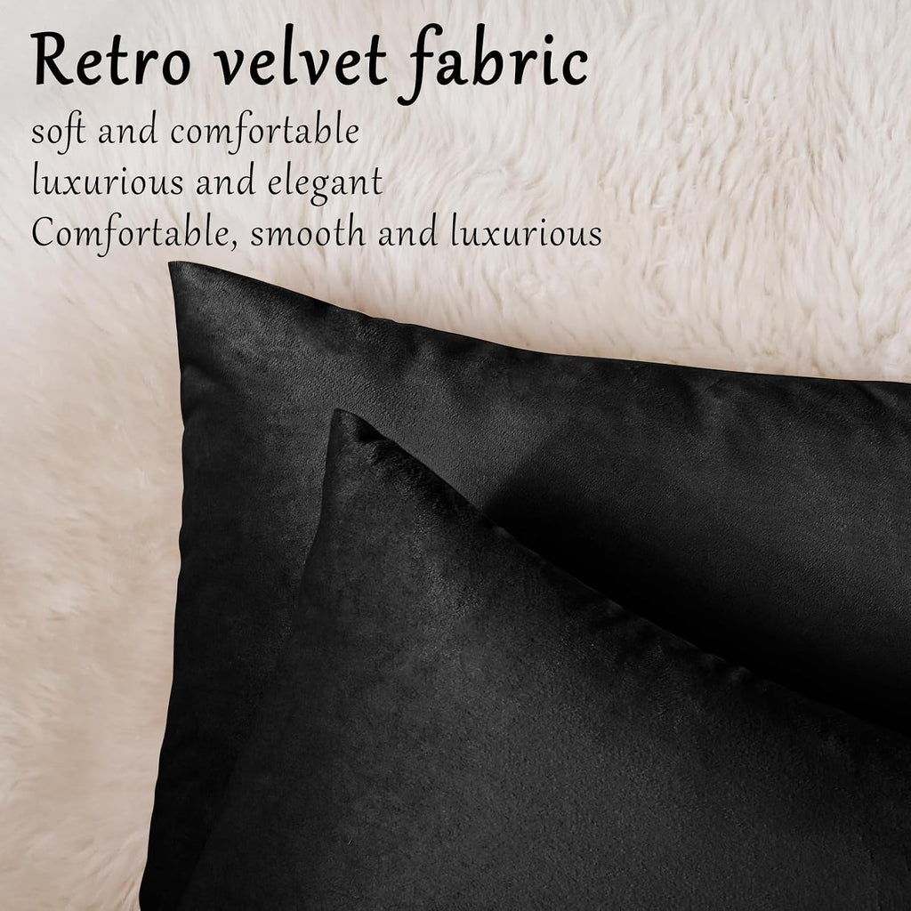 Edegen Edegen Black Velvet Throw Pillow Covers 20x20 Inch Pack of 2 Soft Decorative Square Cushion Covers Modern Luxury Home Decor f…