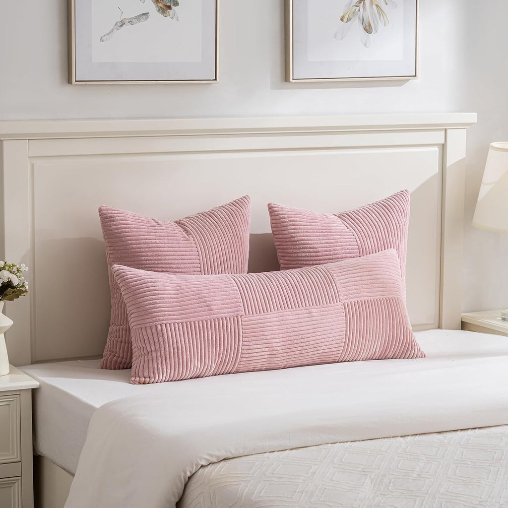 Fancy Homi 2 Packs Blush Pink Decorative Throw Pillow Covers 20x20 Inch for Living Room Couch Bed, Rustic Farmhouse Boho Home Decor, Soft…