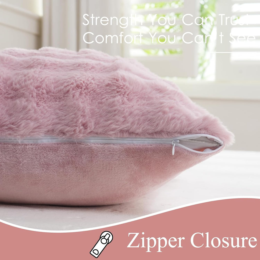 Chumerry Blush Pink Plush Body Pillow Case Fluffy Shaggy Faux Fur Pillow Cover Ultra Soft Warm Rabbit Fur Decorative Body Pillow Cover Long…