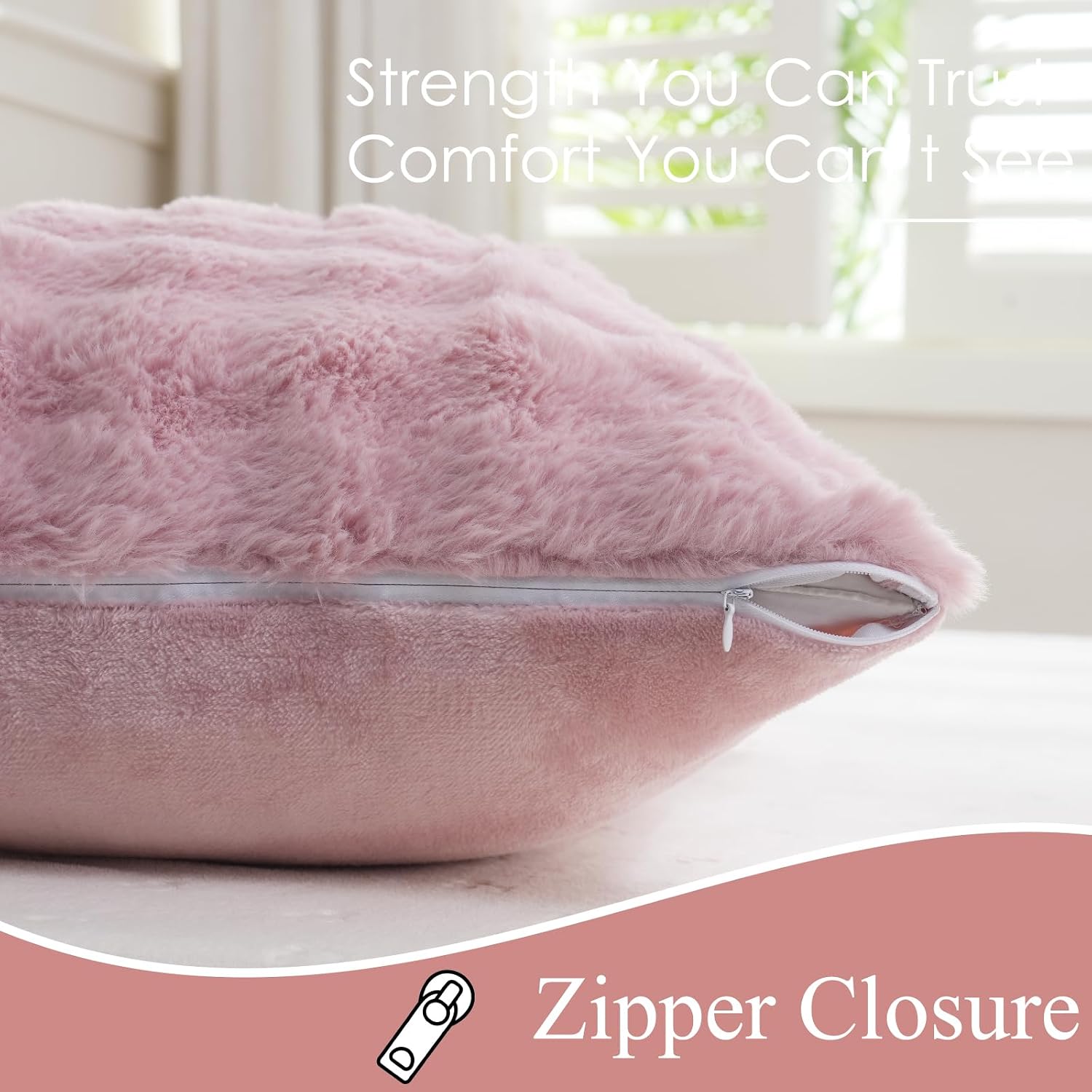 Chumerry Blush Pink Plush Body Pillow Case Fluffy Shaggy Faux Fur Pillow Cover Ultra Soft Warm Rabbit Fur Decorative Body Pillow Cover Long…