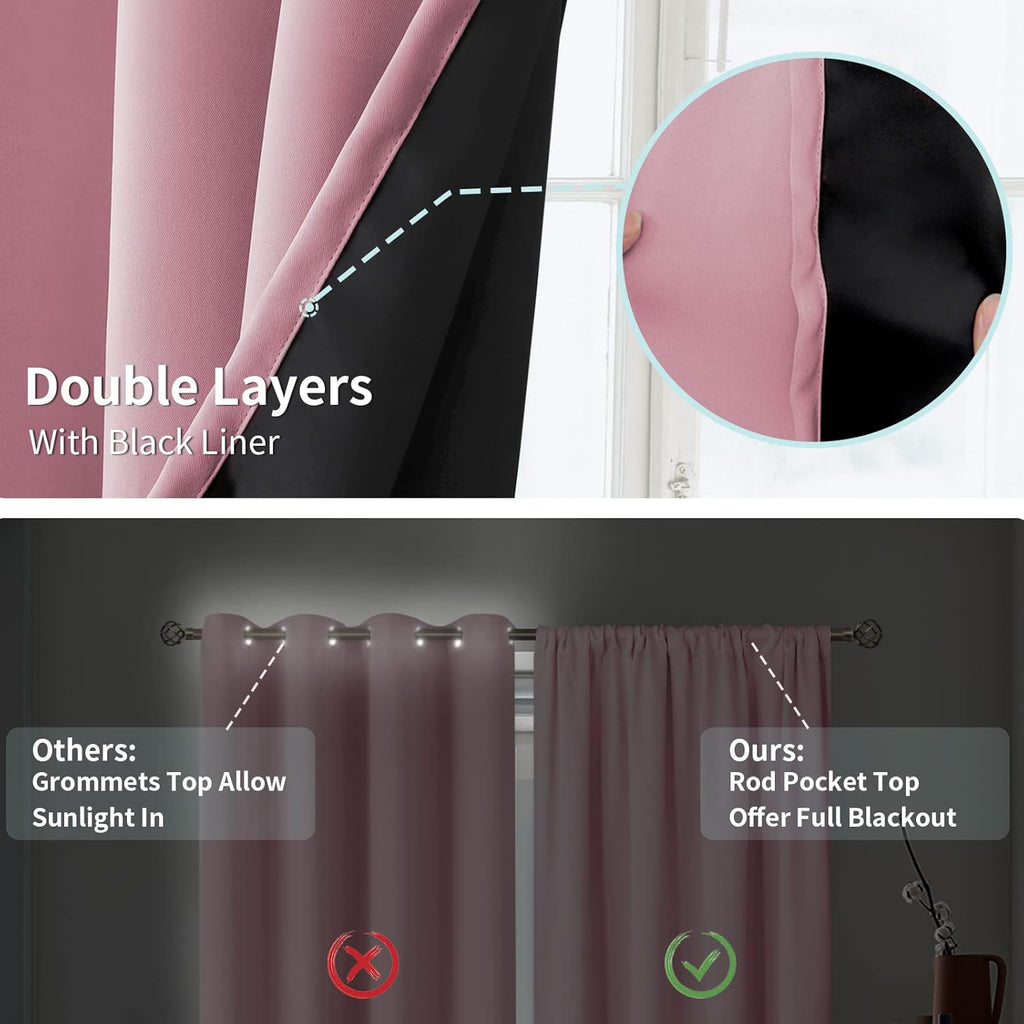 BGment 100% Blackout Curtains for Bedroom 72 Inch Long, Full Room Darkening Soundproof Heavy Thermal Insulated Bedroom Window Drapes with…
