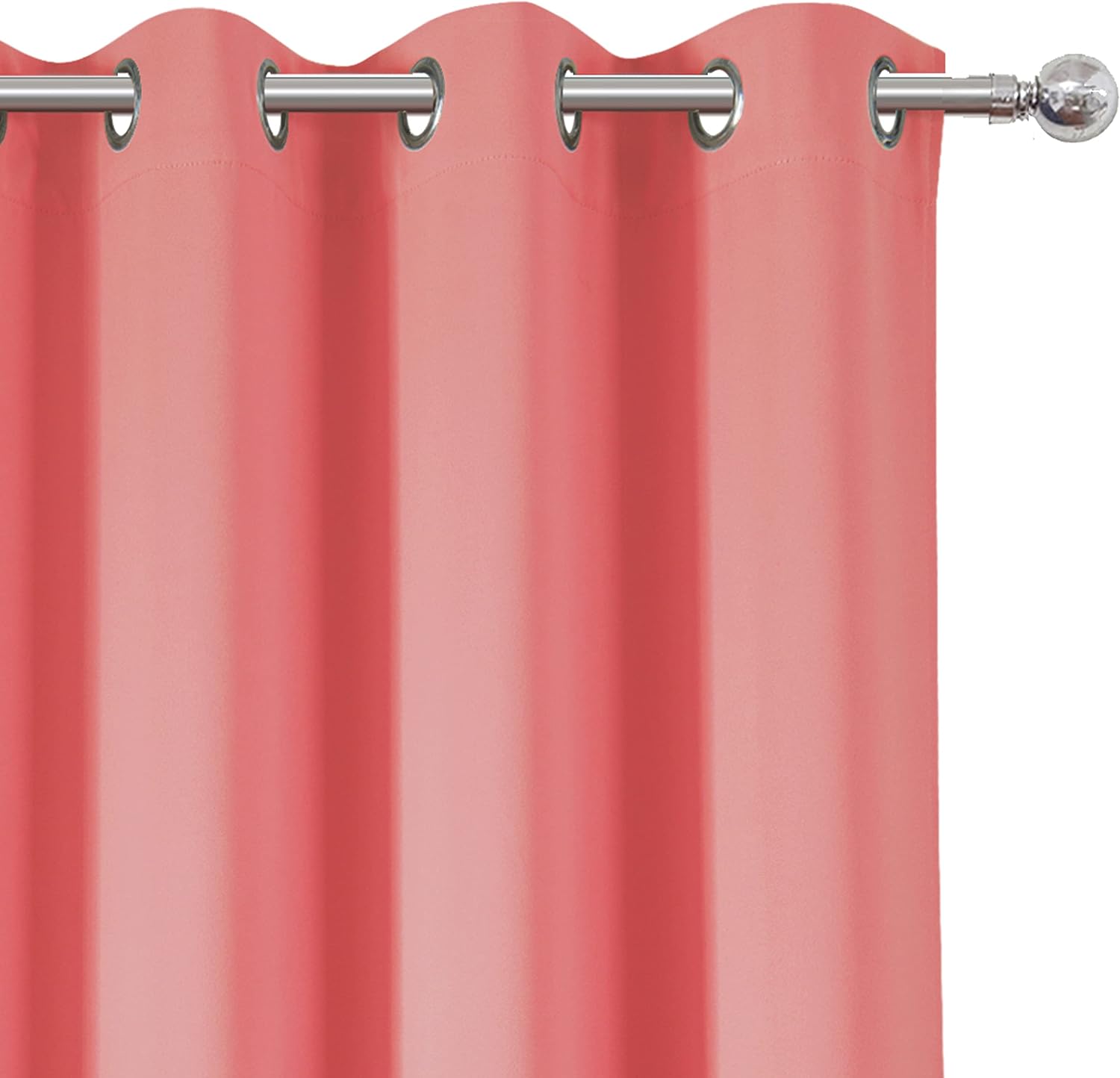 Lemomo Blackout Curtains 52 x 84 inch/Coral Curtains Set of 2 Panels/Thermal Insulated Room Darkening Bedroom Curtains 84 inch silver