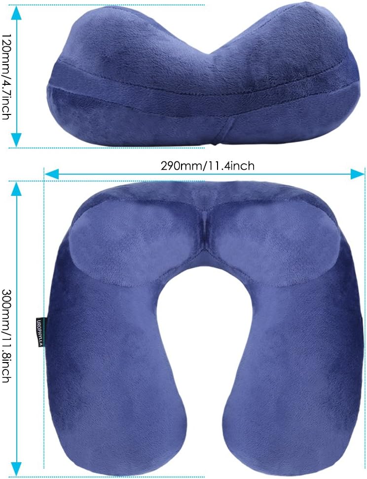Inflatable Travel Pillow for Airplane, Soft Velvet Inflatable Travel Neck Pillow for Airplanes, Train, Car, Home and Office with Packsack…