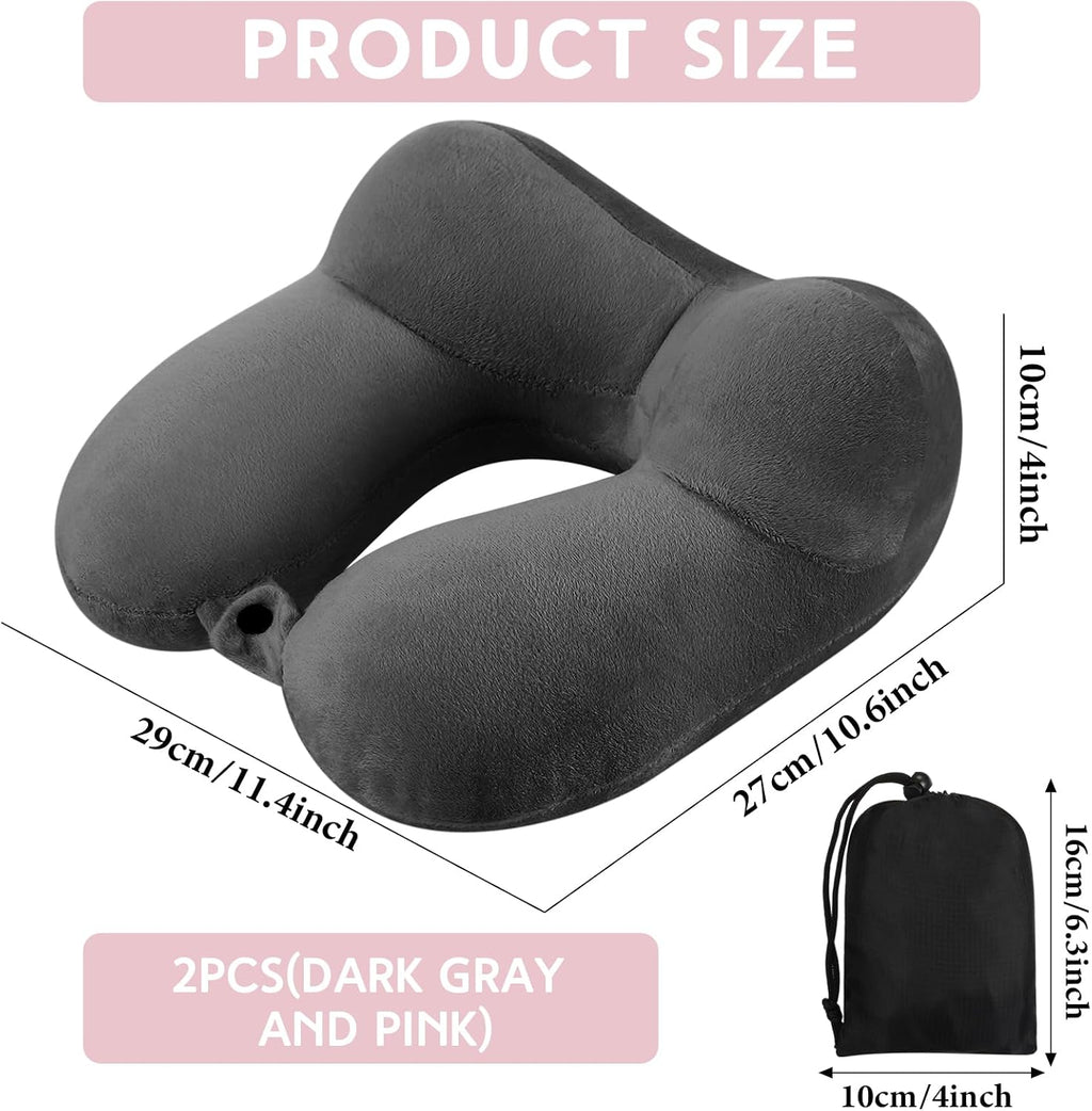 Sintuff 2 Pack Inflatable Travel Pillow for Airplanes Inflatable Neck Flight Pillows with Compact Bag and Blindfold for Traveling…