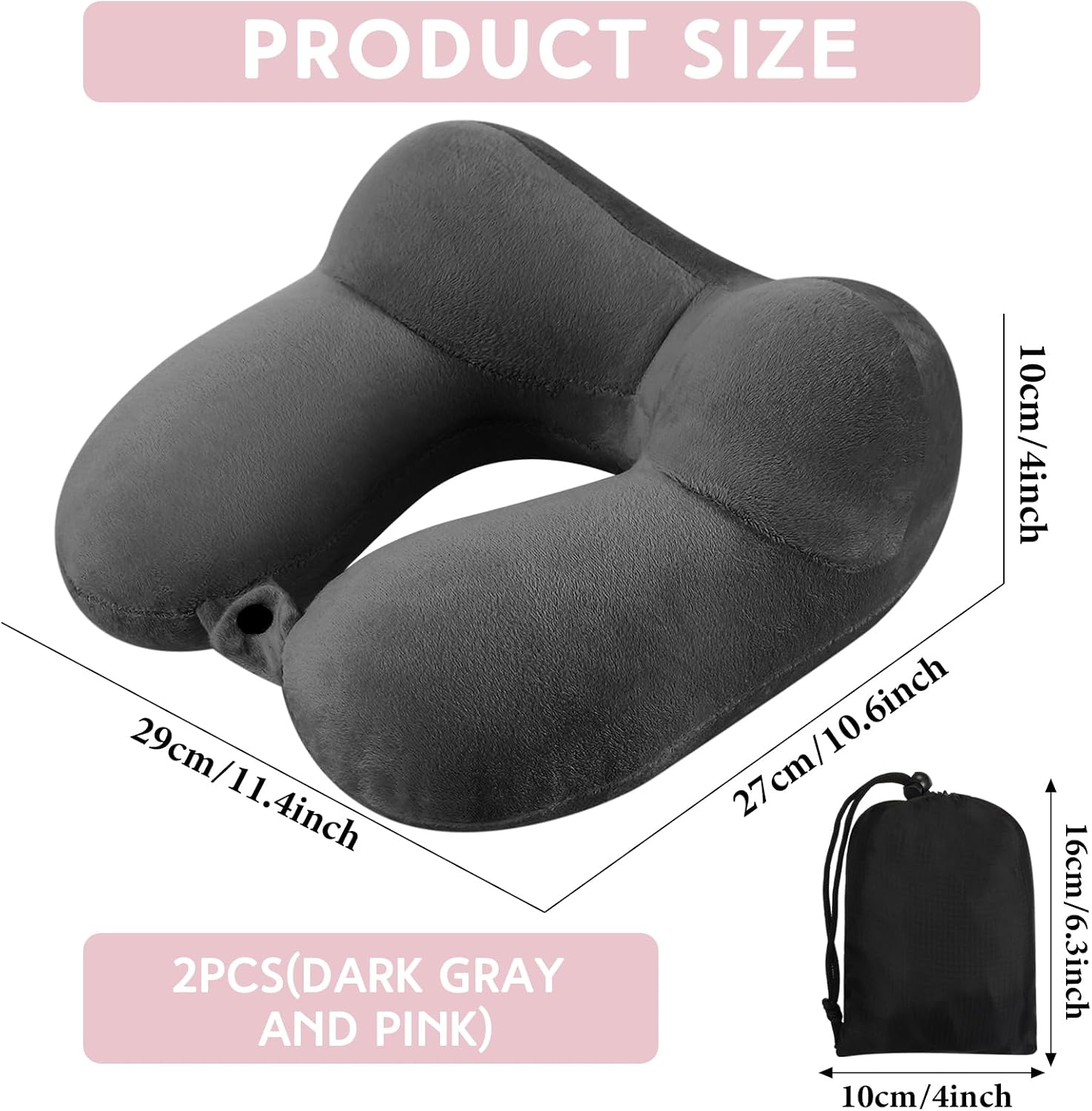 Sintuff 2 Pack Inflatable Travel Pillow for Airplanes Inflatable Neck Flight Pillows with Compact Bag and Blindfold for Traveling…