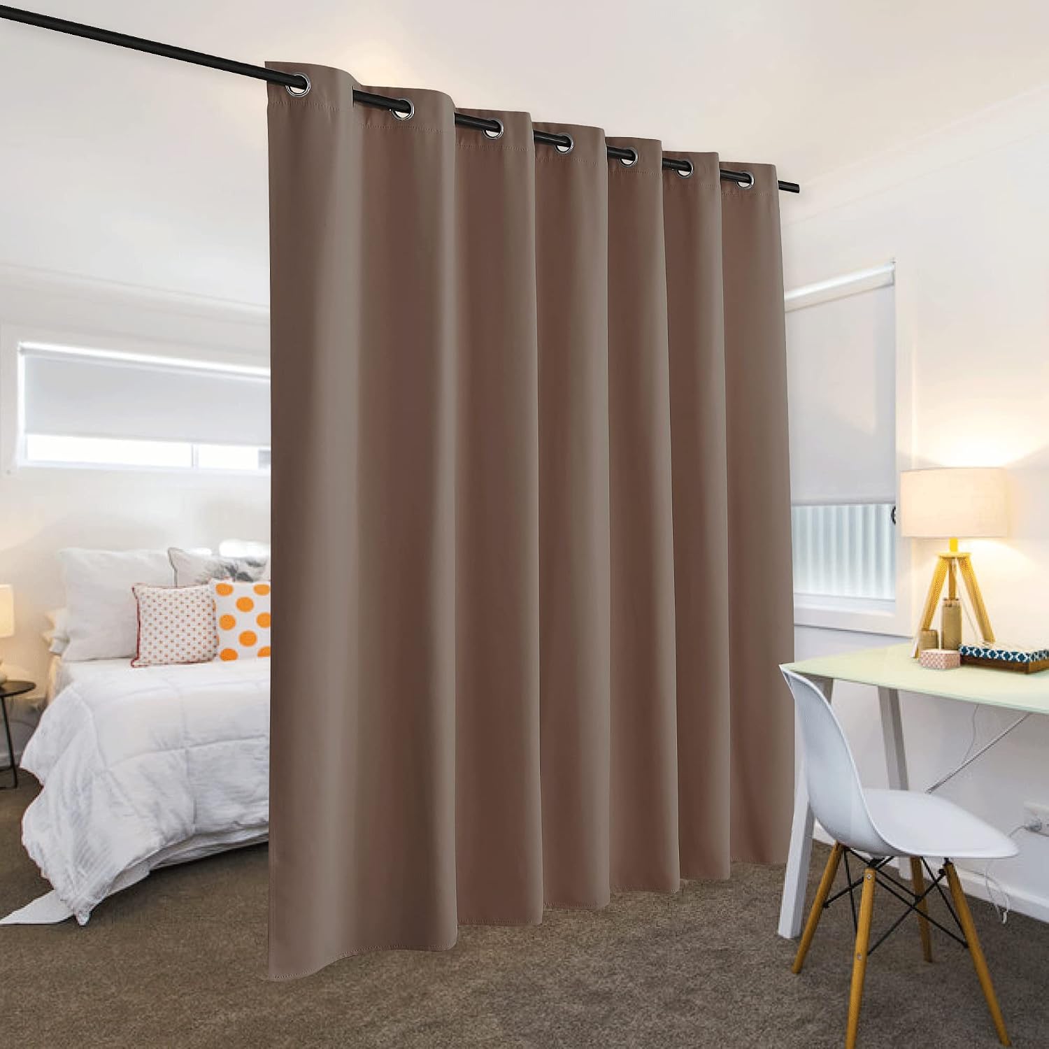 Rybhome RYB HOME Room Divider Blackout Curtains for Patio Door, Portable Sliding Glass Door Drapes Sunlight & UV Proof Noise Reducing for B…
