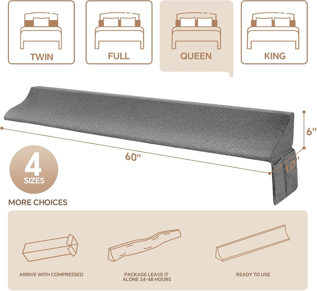 EUHAMS Queen Size Bed Wedge Pillow for Headboard Bed Gap Filller/Mattress Gap Filler (0-7") - Wedge Pillow Headboard Triangle Foam…