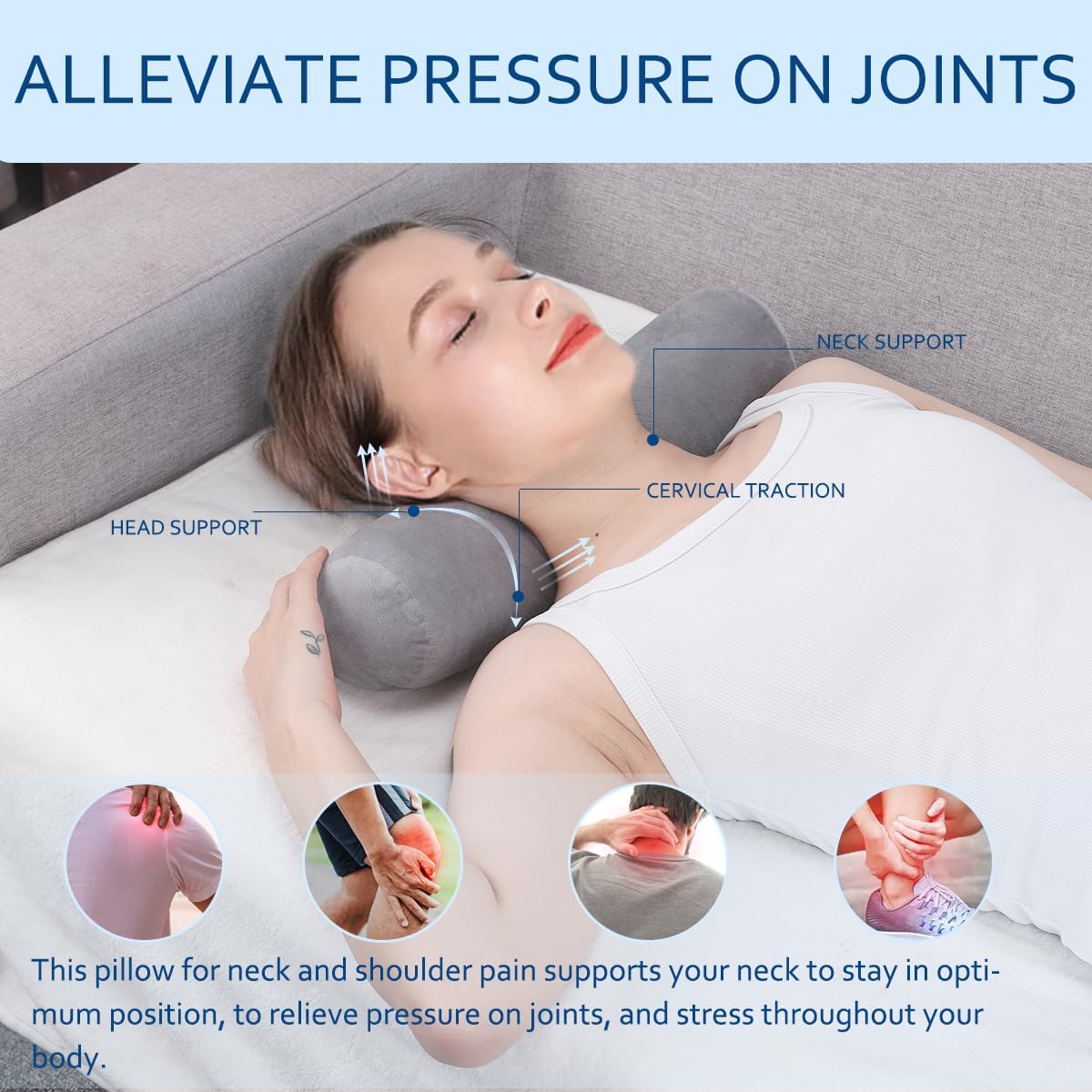 AntiCellulite everyday comfort Cervical Neck Roll, Comfortable and Highly Resilient Bolster Pillows, Round Neck Pillows Support for…