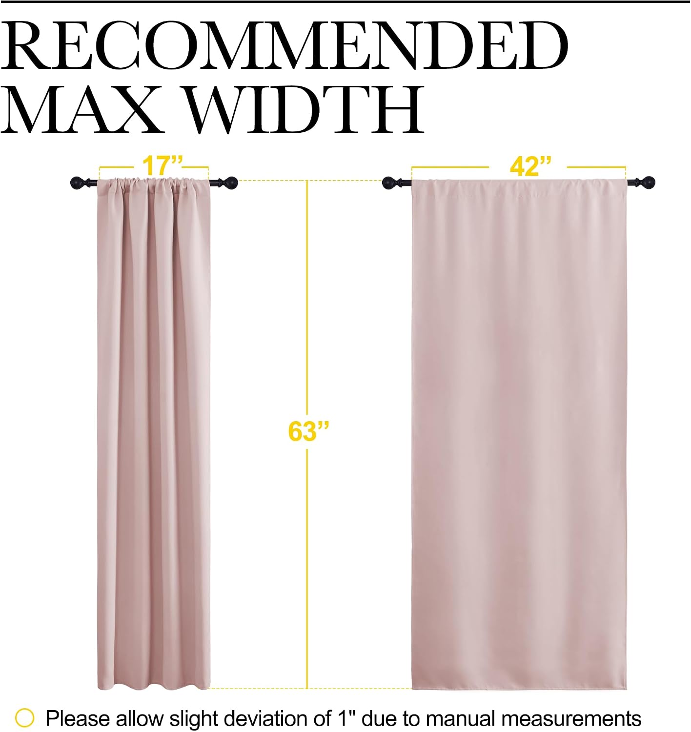 Nicetown Blackout Curtains for Living Room, Blush Pink, 2 Panels, 42 by 63, Darkening Window Curtain Panels, easy maintenance Solid…