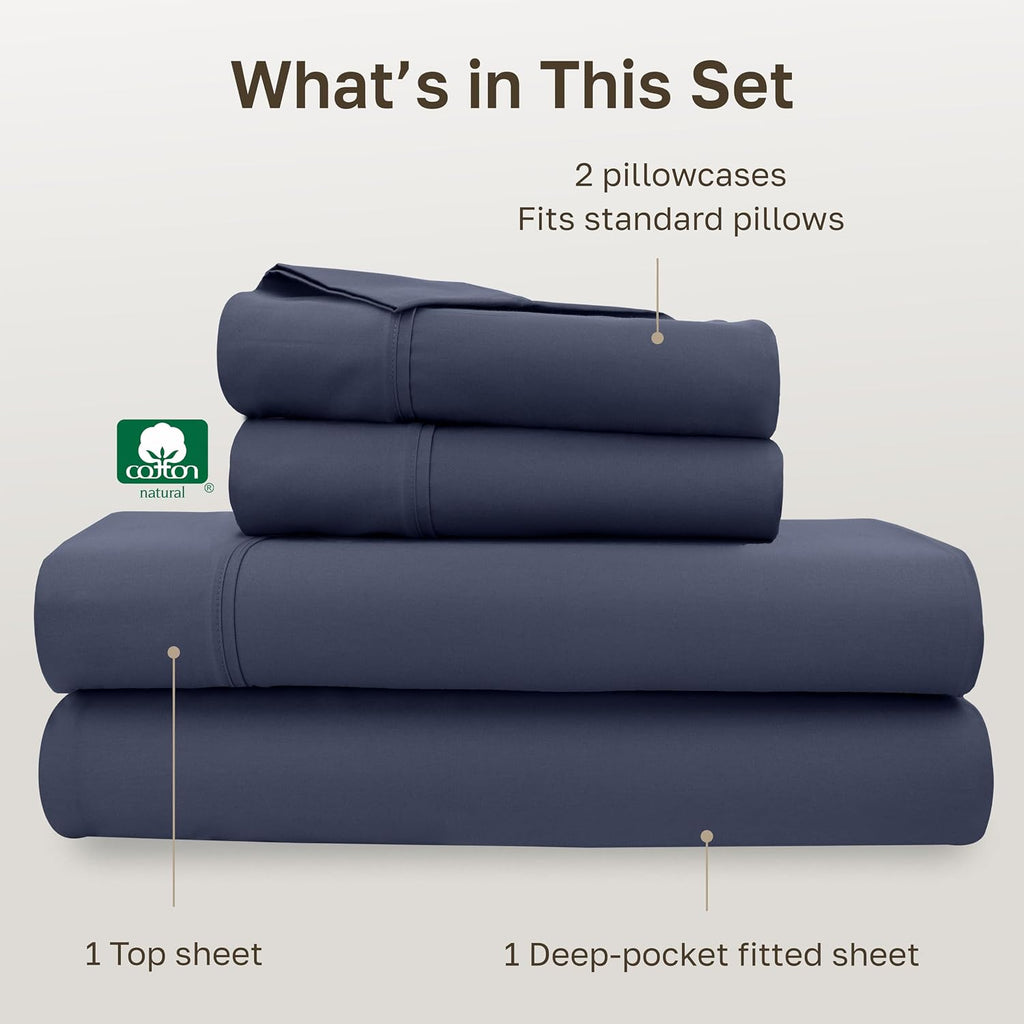 CaliforniaDesignDen California Design Den Soft 100% Cotton Full Size Bed Sheets Set, 400 TC Good Housekeeping Award Winner, Smooth Sateen F…