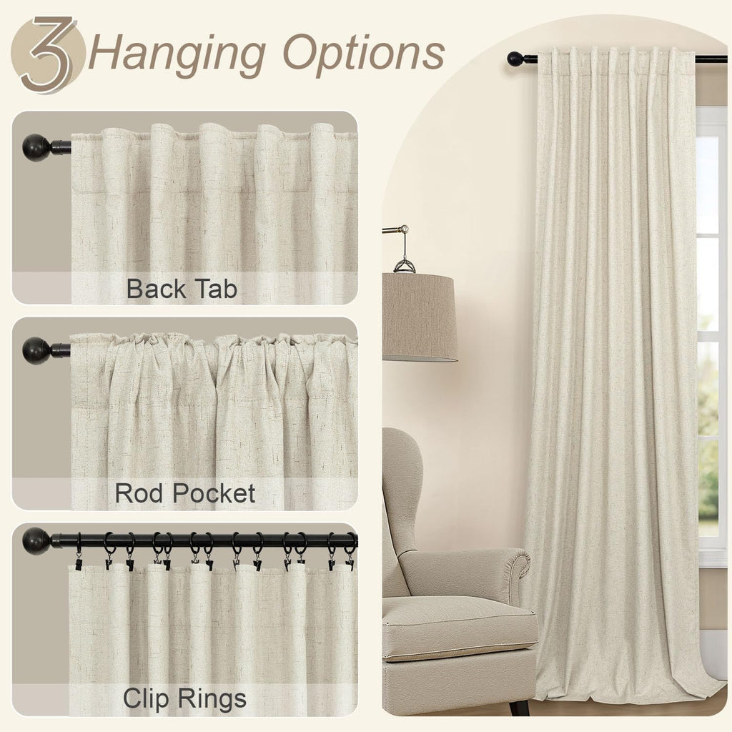 Pitalk Linen Textured Boho 100% Blackout Small Window Curtains 45 inch Length 2 Panels Country Curtain for Kitchen Door Bathroom Bedroom Li…