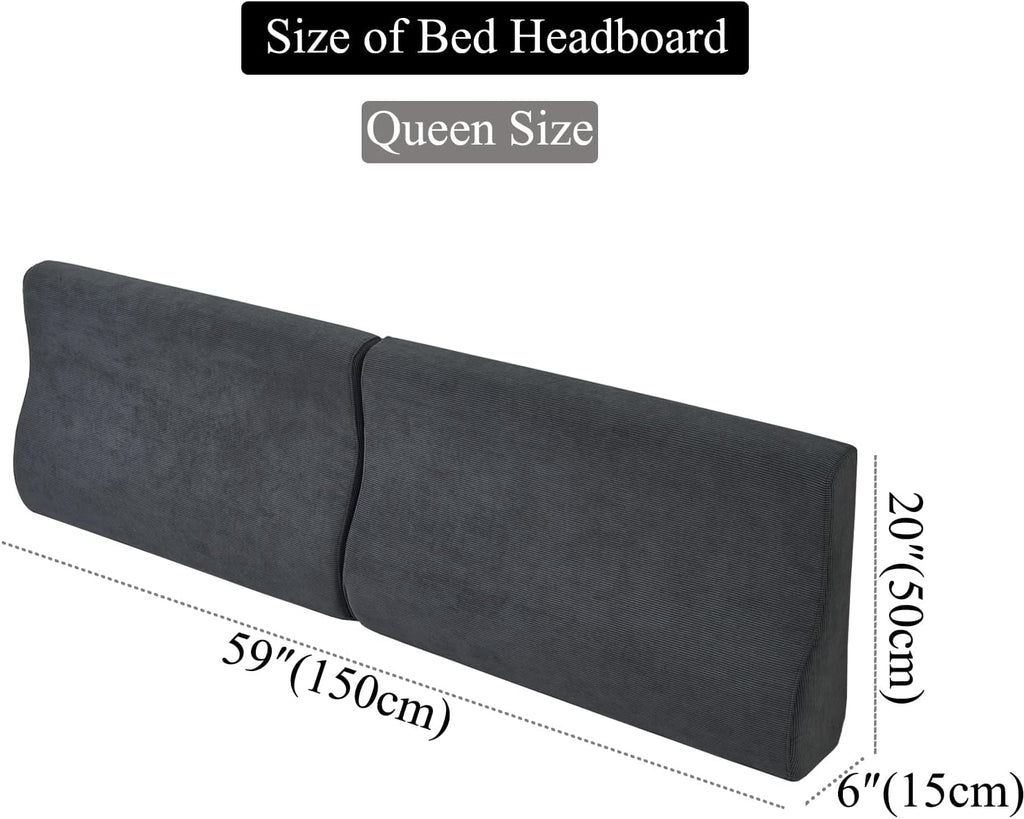 Queen Size headboard Cushion Triangular Bed Wedge Pillow for Headboard Gap Large Couch backrest Pillow for Bed Sitting up Replacement, Gray