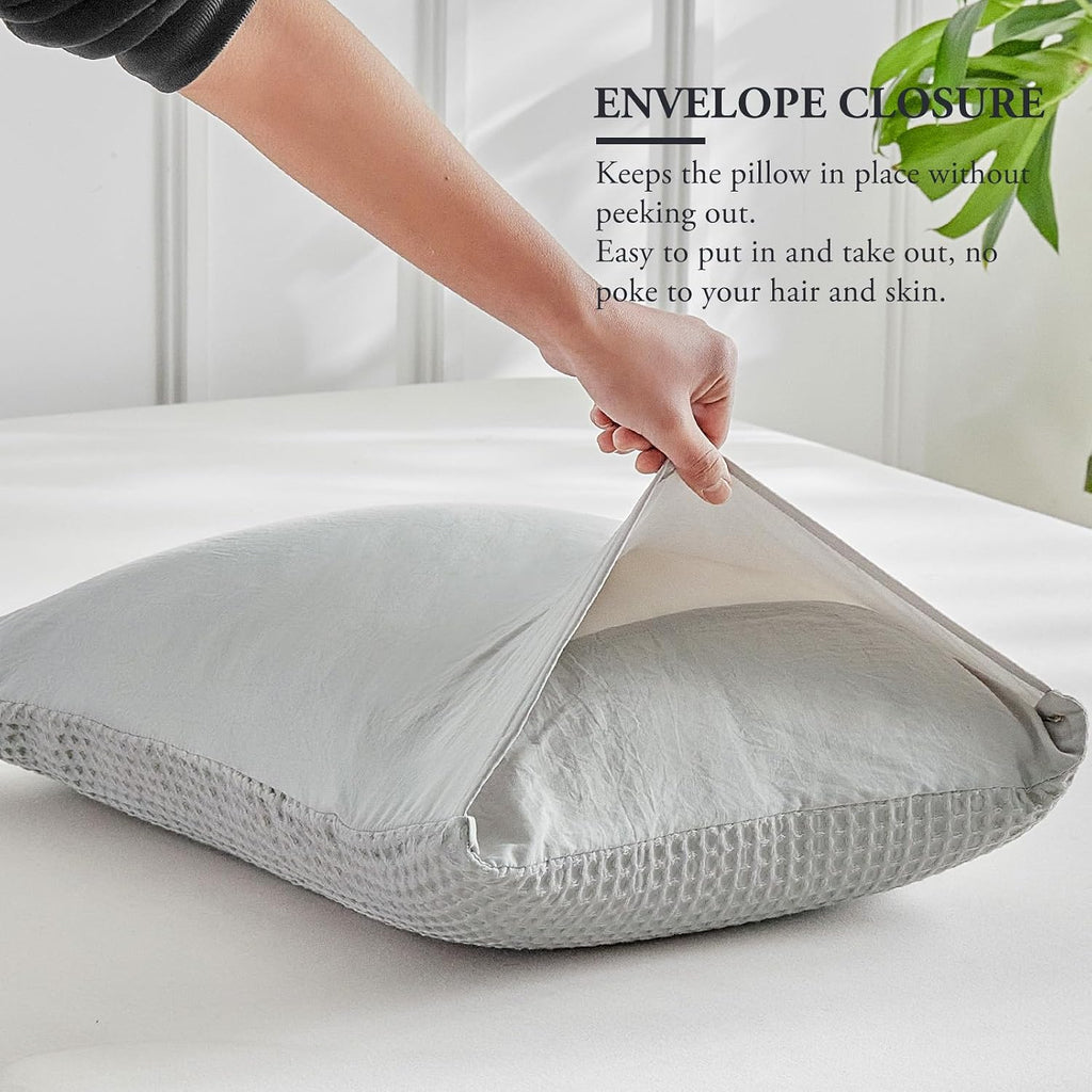 Warmdern Waffle Weave Pillowcases Standard Size 2 Pack Pillow Cases Soft Microfiber Pillow Case Covers Set of 2 Boho Woven Textured Pillowc…