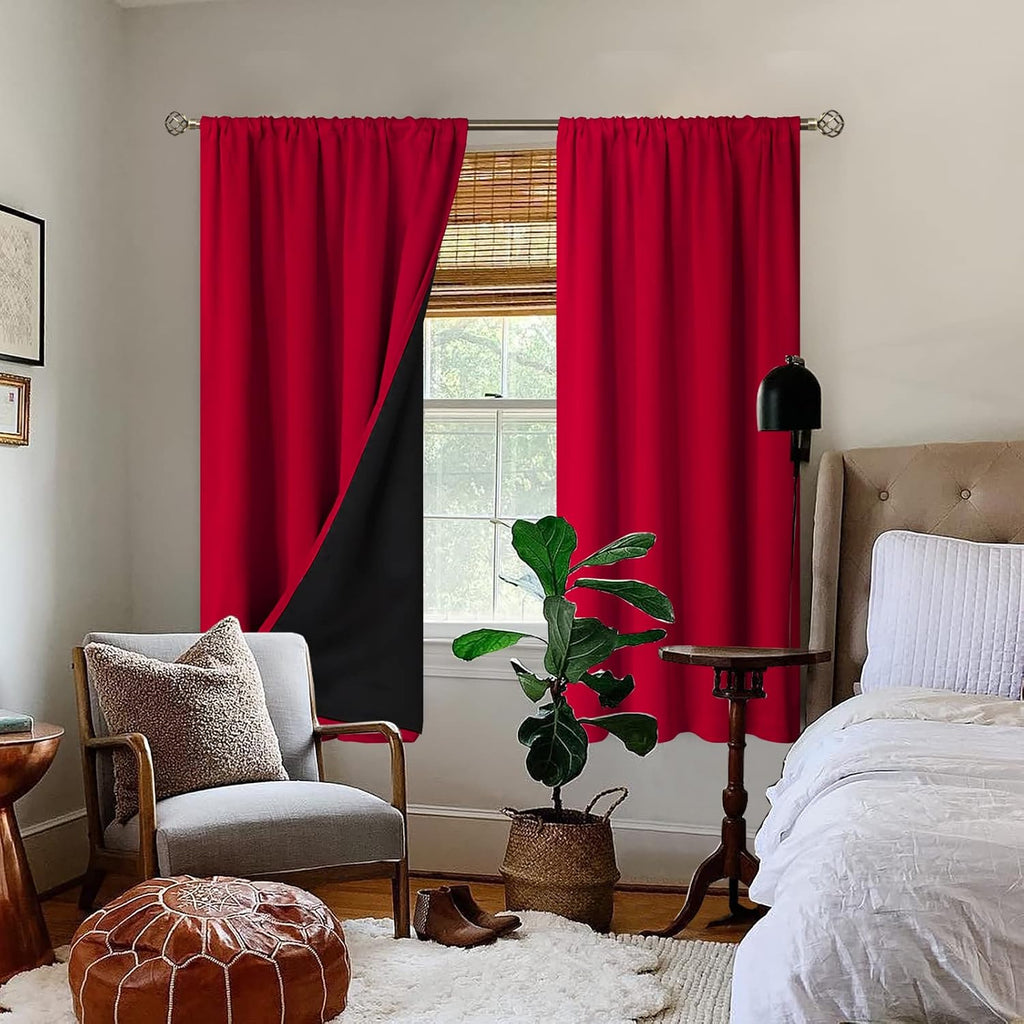 BGment Blackout Curtains for Bedroom 63 Inch Length 2 Panels Set, Thermal Insulated Bedroom Curtains Christmas Window Curtains Rod Pocket…