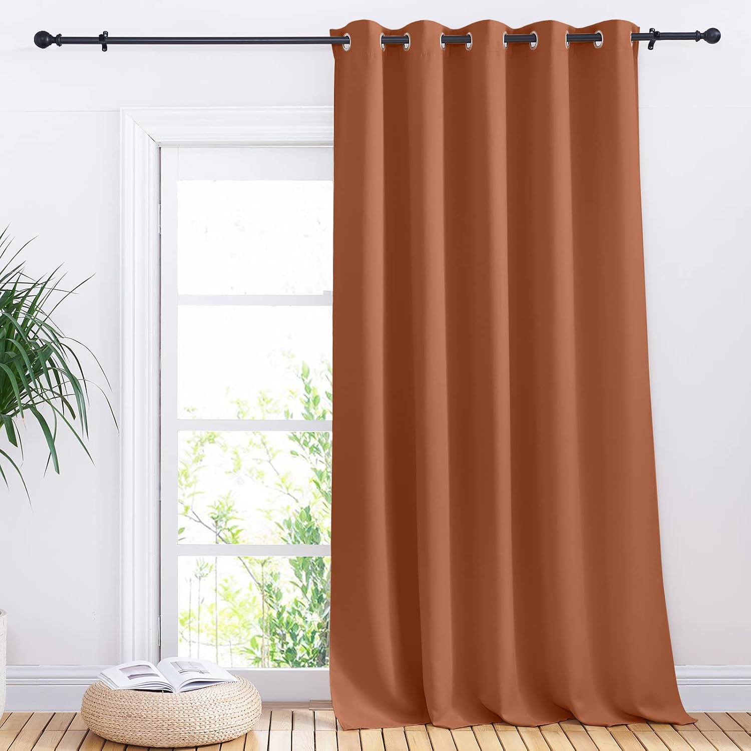 NICETOWN Window Blackout Curtain Panel for Living Room, Burnt Orange, 1 Panel, 70 x 95 inch, Thermal Insulated Blackout Drape/Drapery for…
