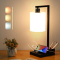 Bedroom Lamps for Nightstand, 3 Color Temperature Nightstand Lamp Bedside Lamps with Dual USB Ports and Outlet, Modern Table Lamp…