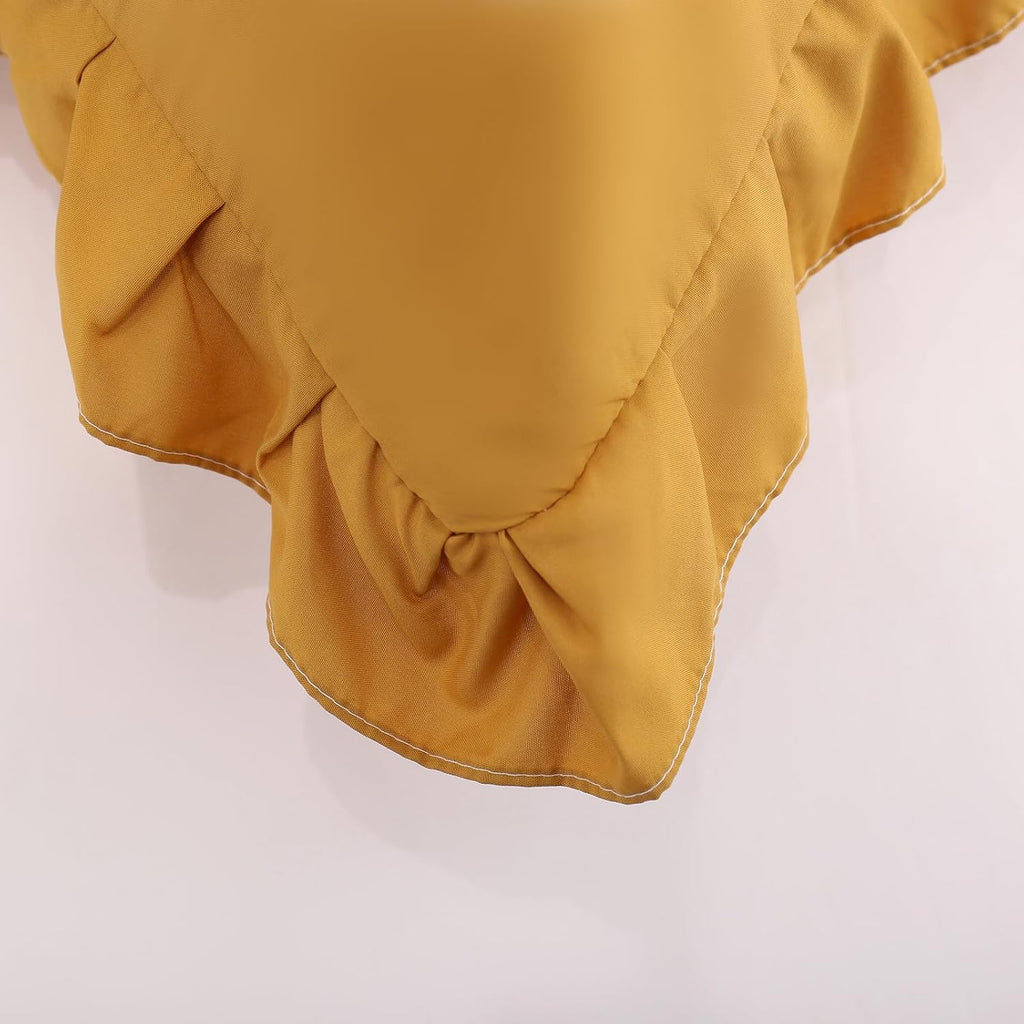 Merryword Mustard Yellow Pillowcases King Pillowcases Set of 2 Ruffle Pillow Shams Cute Pillow Covers Solid Ruffled Fringe Design Yellow Sh…