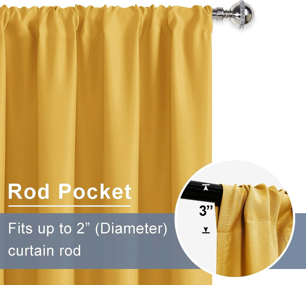 Jiuzhen Blackout Curtains for Bedroom - Thermal Insulated Room Darkening Noise Reducing, 52 x 84 Inch Length Curtains for Living Room, Set…