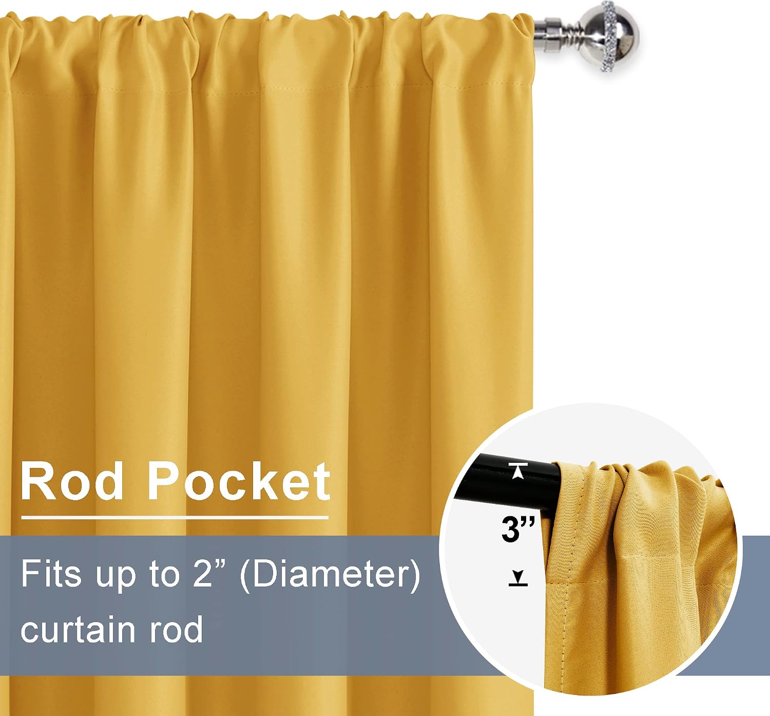 Jiuzhen Blackout Curtains for Bedroom/Living Room - Thermal Insulated Light Blocking Curtains, Rod Pocket Curtains with Tiebacks, Room Dark…