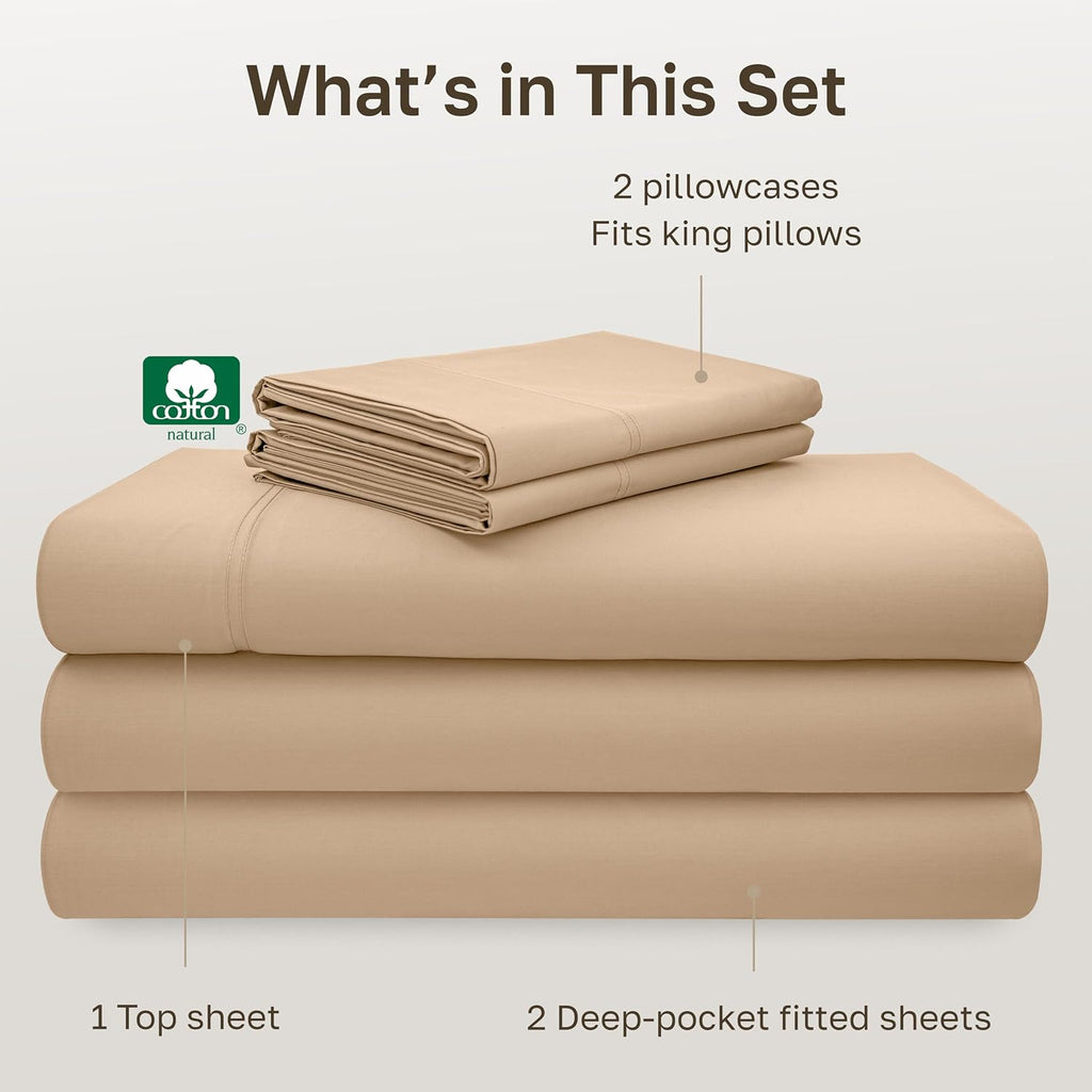 CaliforniaDesignDen California Design Den 100% Cotton Split King Sheets, 600 Thread Count Sateen, Soft, Cooling Cotton Sheets, Durable Bedd…