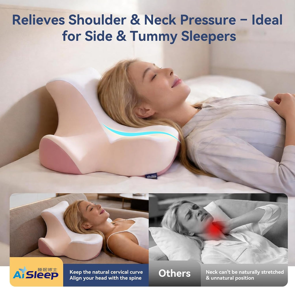 AiSleep Reading Pillow for Bed, Leaning, Lying and Prone, Memory Foam Bed Wedge Pillow for Headboard, Ergonomic Bed Wedge Pillow for Sleepi…