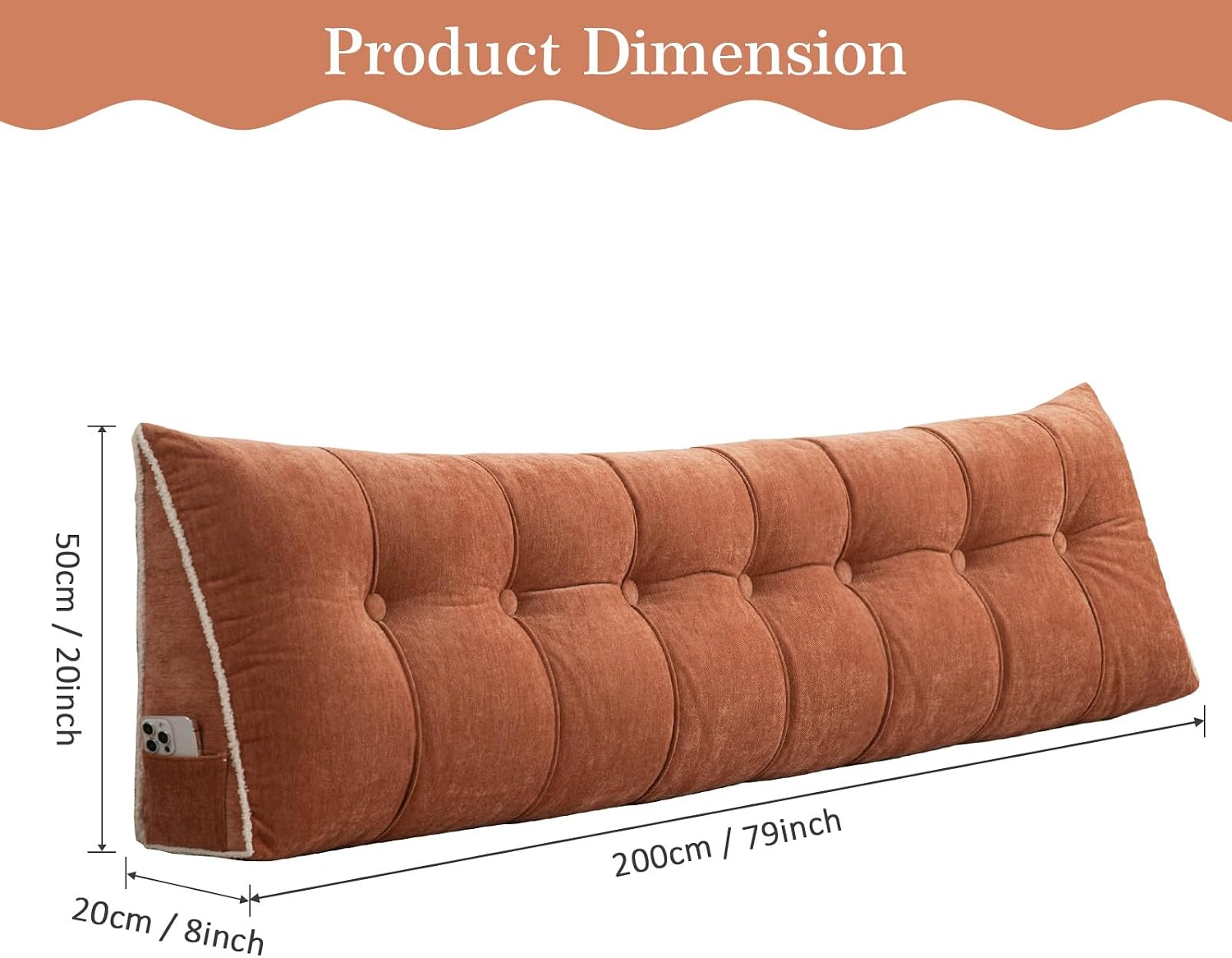 Foreate Headboard Pillow King, Chenille Triangular Wedge Pillow Headboard King Size, Reading Setting Backrest Daybed Pillow for Bed Sofa…