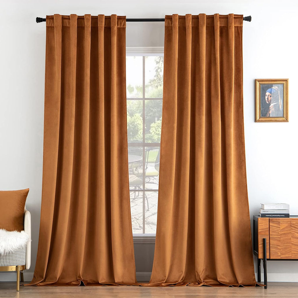 Miulee Velvet Curtains 96 inches 2 Panels - Luxury Blackout Curtains for Bedroom Living Room Thermal Insulated Super Soft Window Drapes Rod…