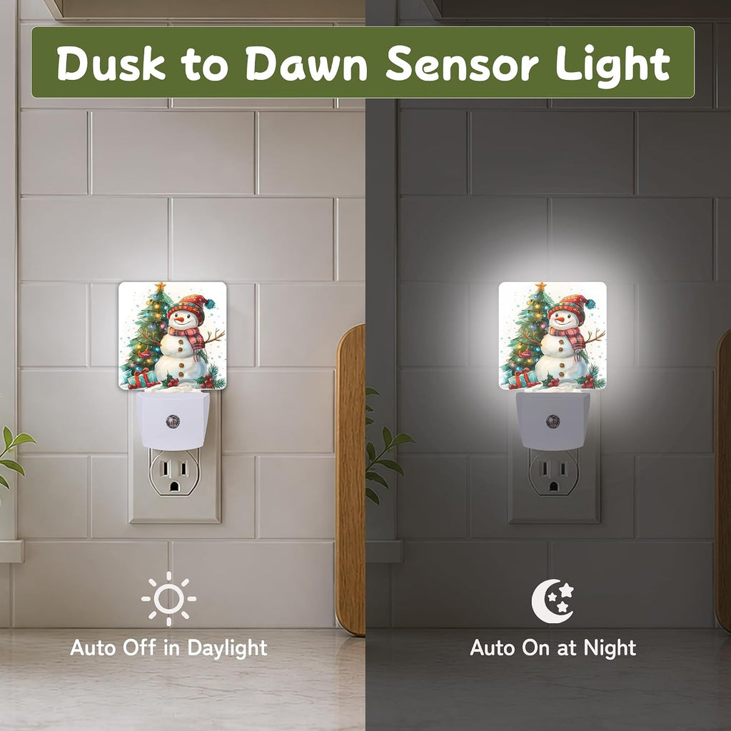 Christmas Snowman Tree Night Light, Night Lights Plug into Wall with Dusk to Dawn Sensor for Bedroom Bathroom Hallway Kitchen, Decorative…