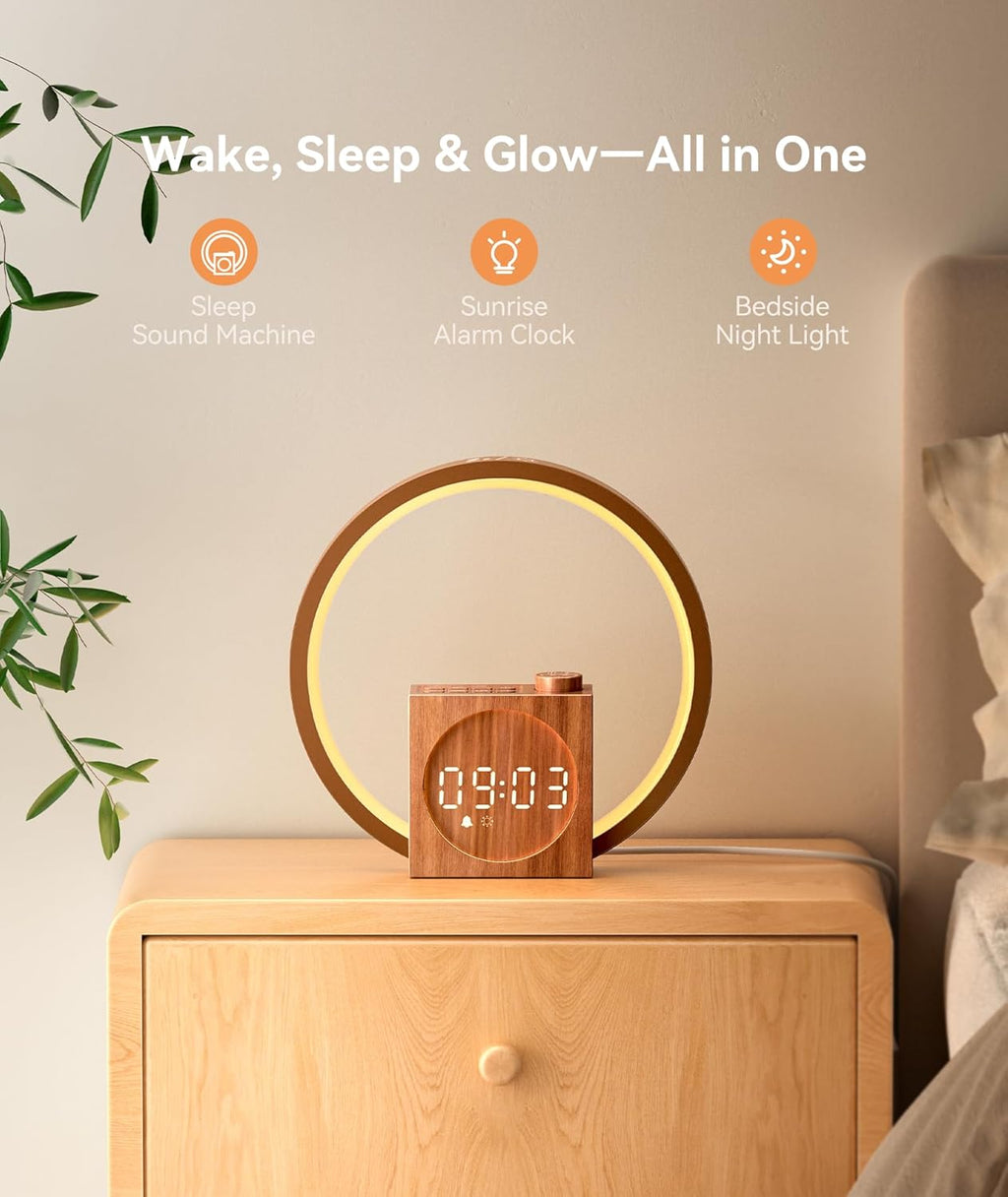 Dreamegg Sunrise Alarm Clock - Sound Machine for Sleep, 12 Ambient Colors &20-Level Dimmable Night Light, 25 Soothing Sounds, White Noise M…