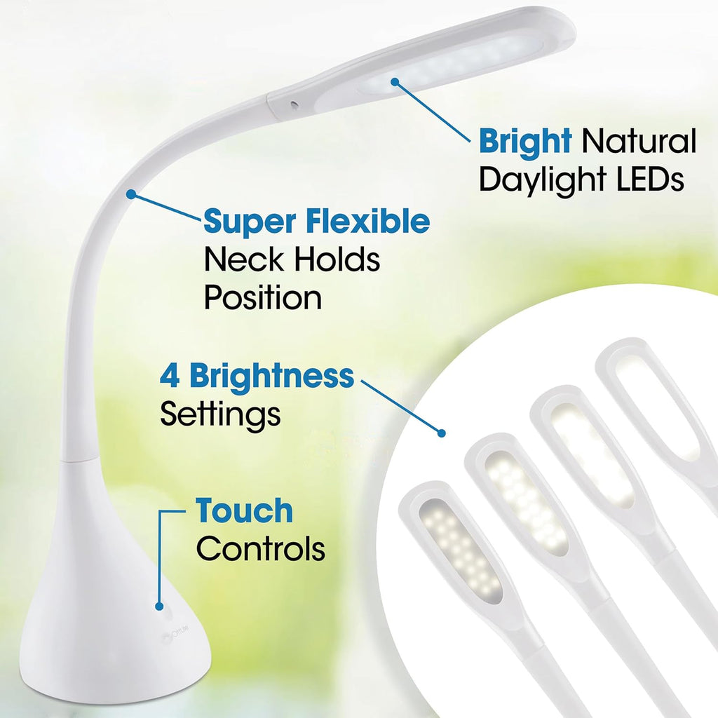 Ottlite Creative Curves LED Desk Lamp with Adjustable Neck - Dimmable with 4 Brightness Settings & Energy Efficient Natural Daylight LEDs f…