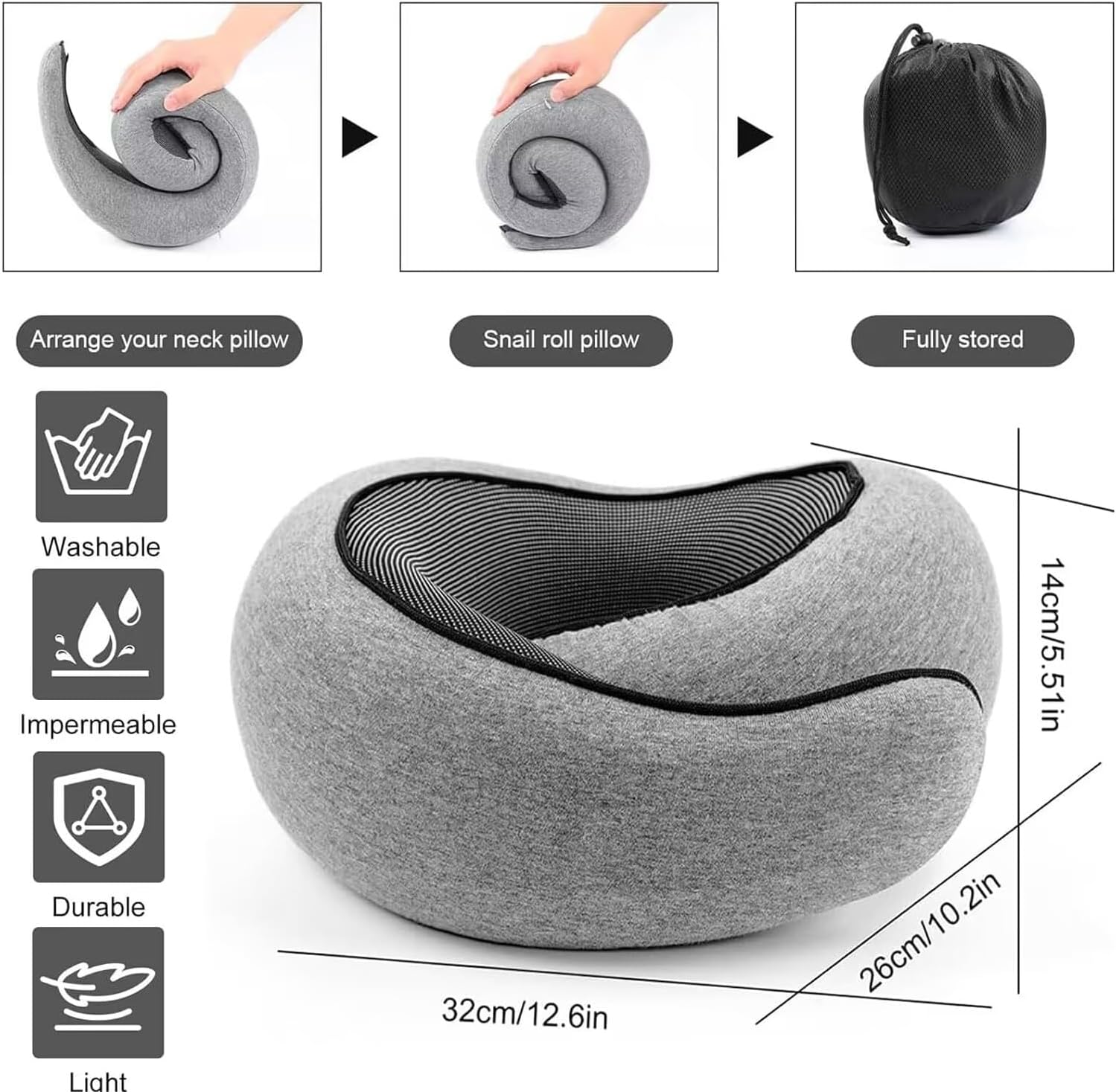 Generic Travel Neck Pillows for Airplanes 2026 Travel Pillow Neck Travel Pillow Memory Foam Airplane Pillow for Offices and Cars(Dar…