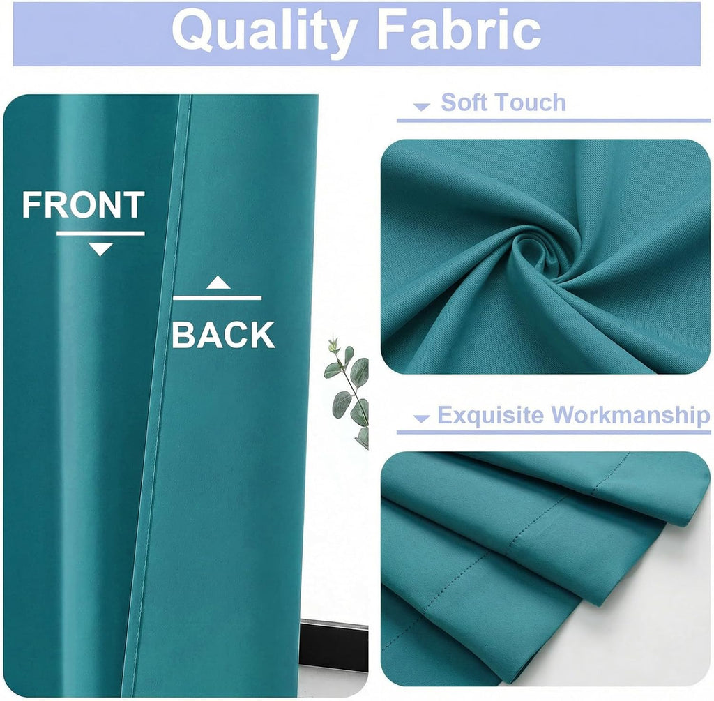 Simplebrand Ava Teal Blackout Curtains for Bedroom 84 Inch Length 2 Panels Set, Solid Thermal Insulated Privacy Nursery Window Treatment Cu…
