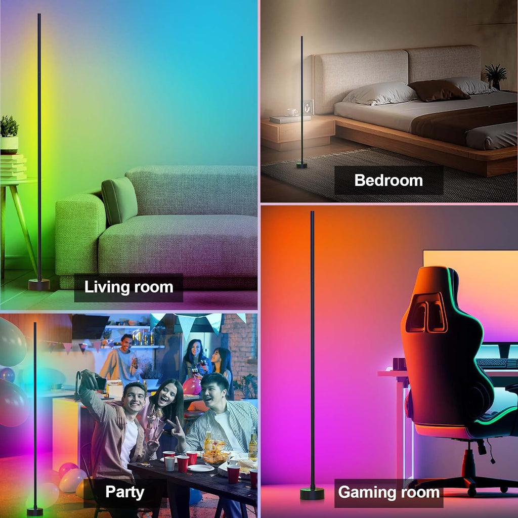 Miortior Corner Floor Lamp LED, 2-Pack Corner Lamp with App/Remote/Button Control, Smart RGB Floor Lamp with Music Sync, 16 Million DIY…